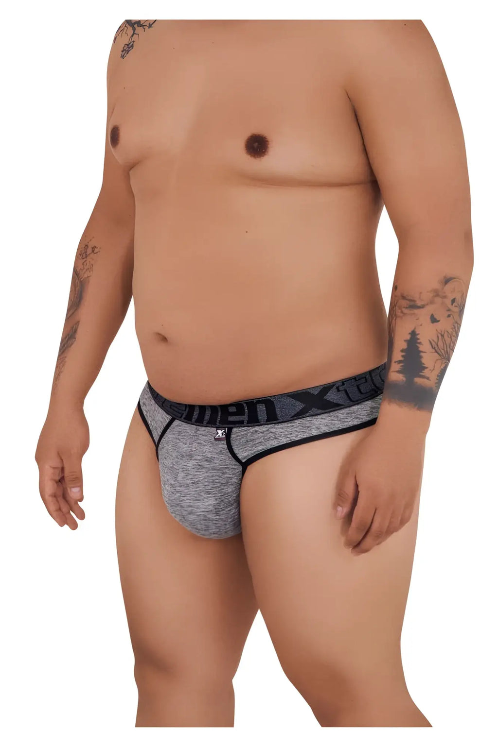 Gray heathered xtremen 91101x microfiber briefs with black x-tech waistband for men in jasper gray color