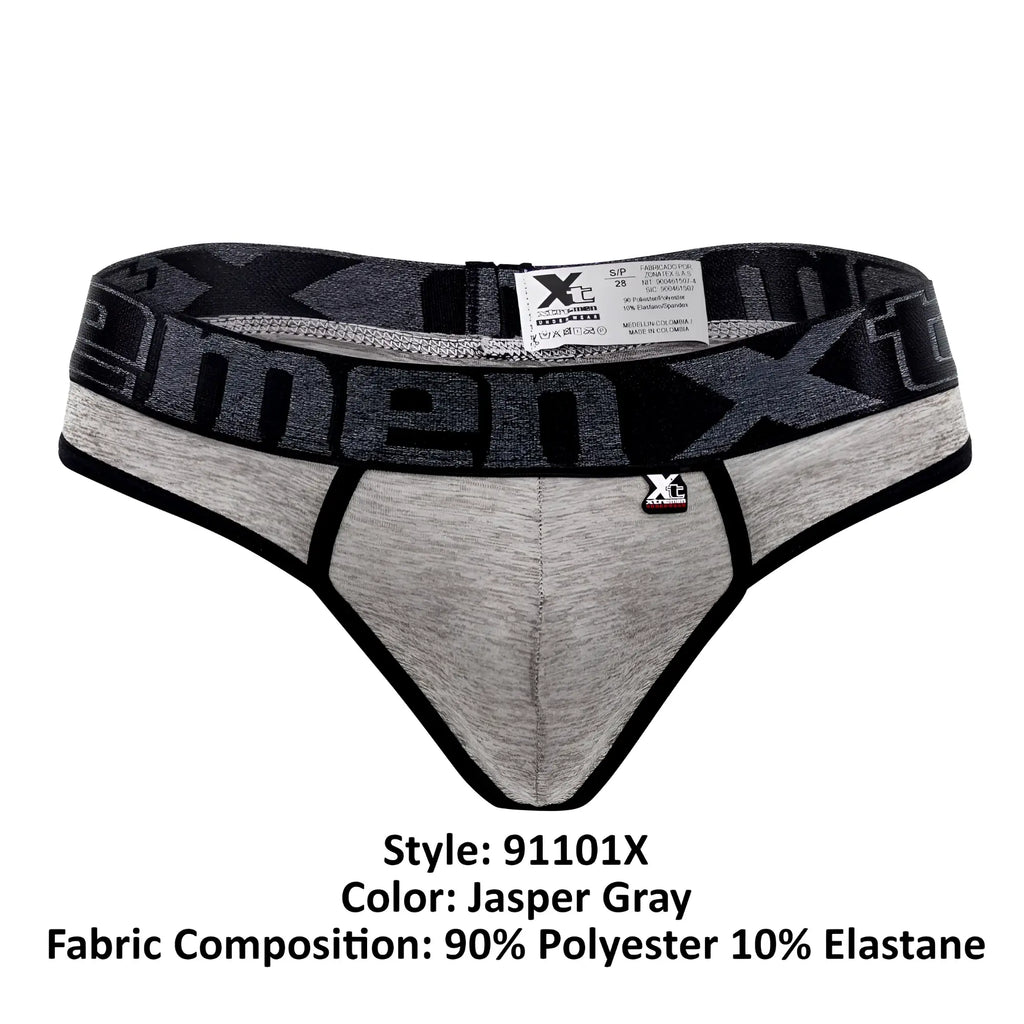 Xtremen 91101x jasper gray microfiber men’s briefs with black gray patterned waistband made of polyester elastane