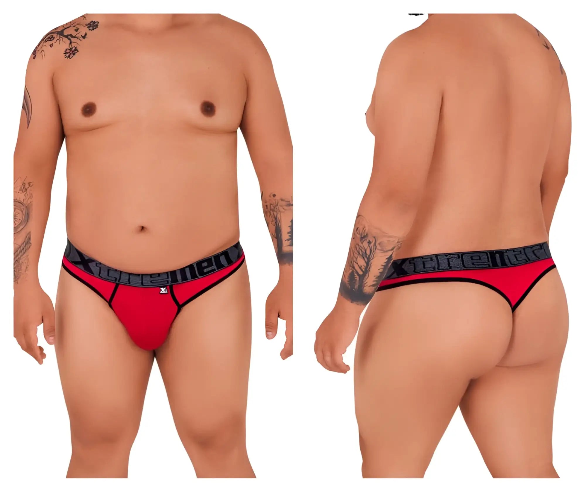 Red xtremen 91101x microfiber men’s briefs with black trim and branded waistband for comfortable support