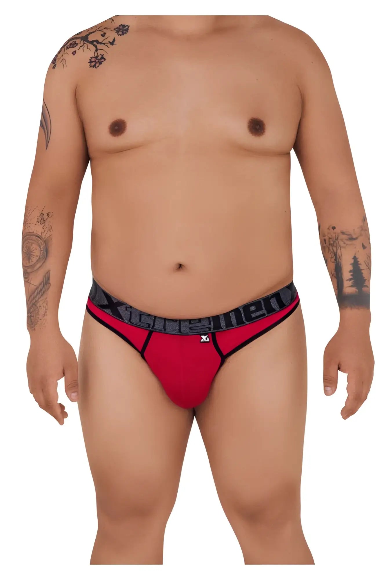 Red xtremen 91101x microfiber men’s briefs with black trim and branded waistband for comfortable support