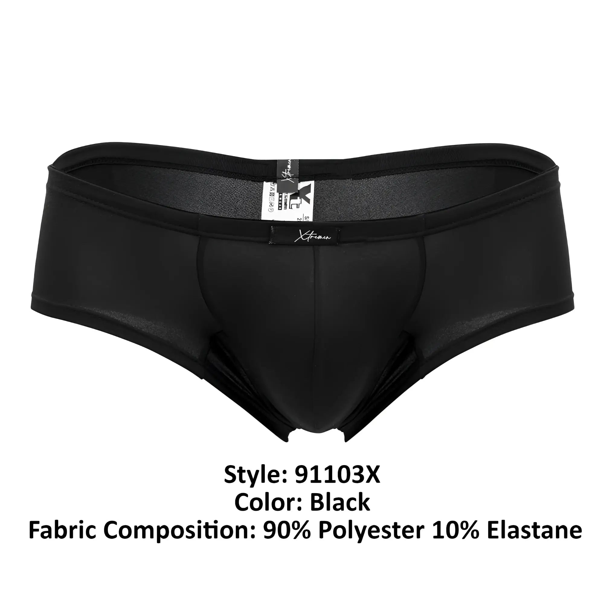 Black xtremen 91103x microfiber trunks featuring smooth form-fitting design made of 90 polyester 10 elastane