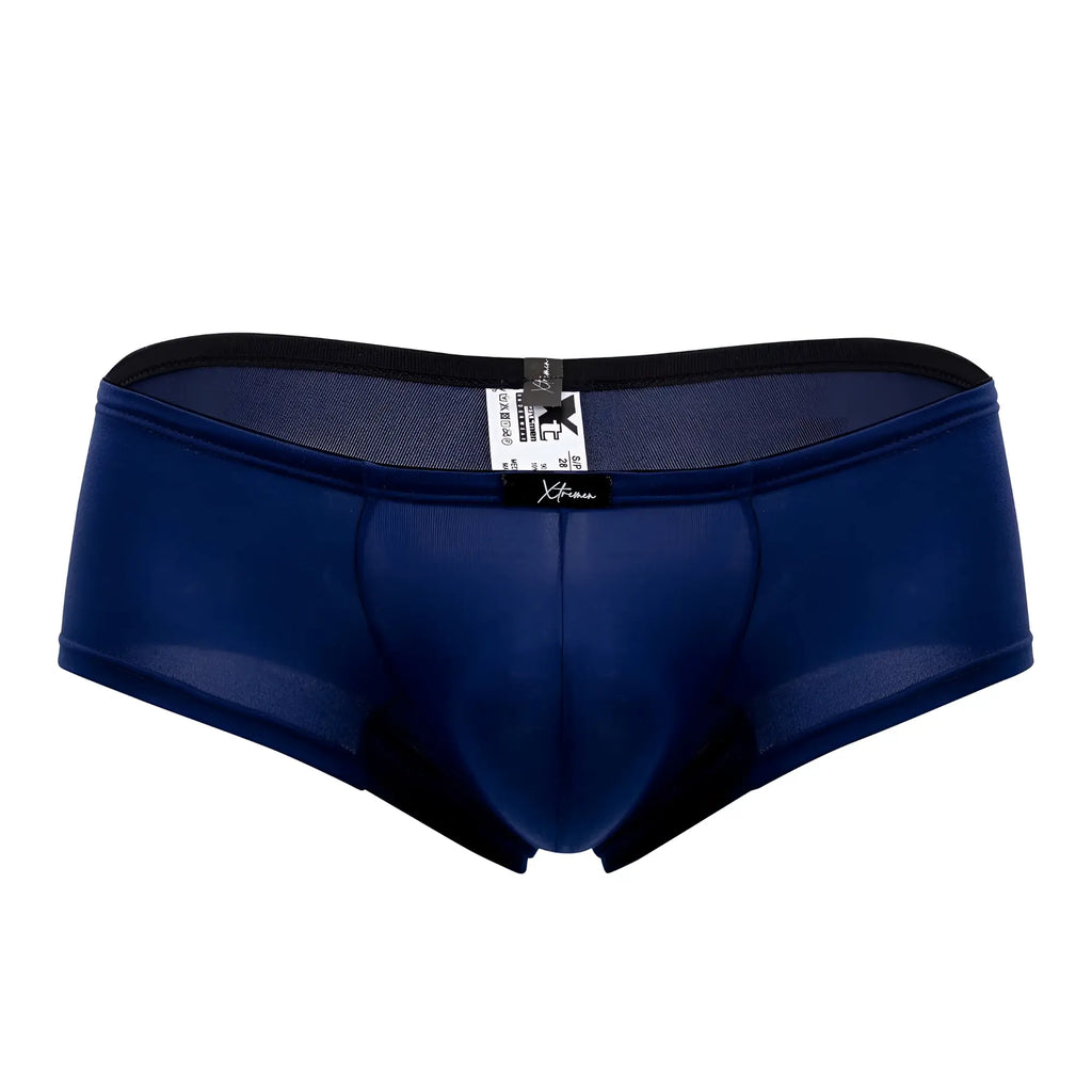 Navy blue Xtremen 91103X microfiber trunks with black elastic waistband and mesh fabric for breathable comfort