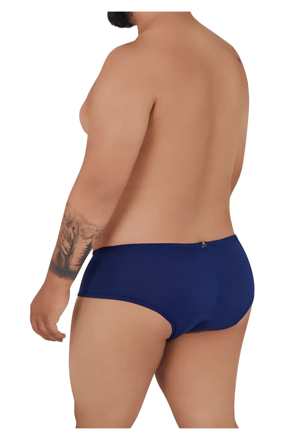 Navy blue Xtremen 91103X microfiber briefs with a small metallic zipper on the back side