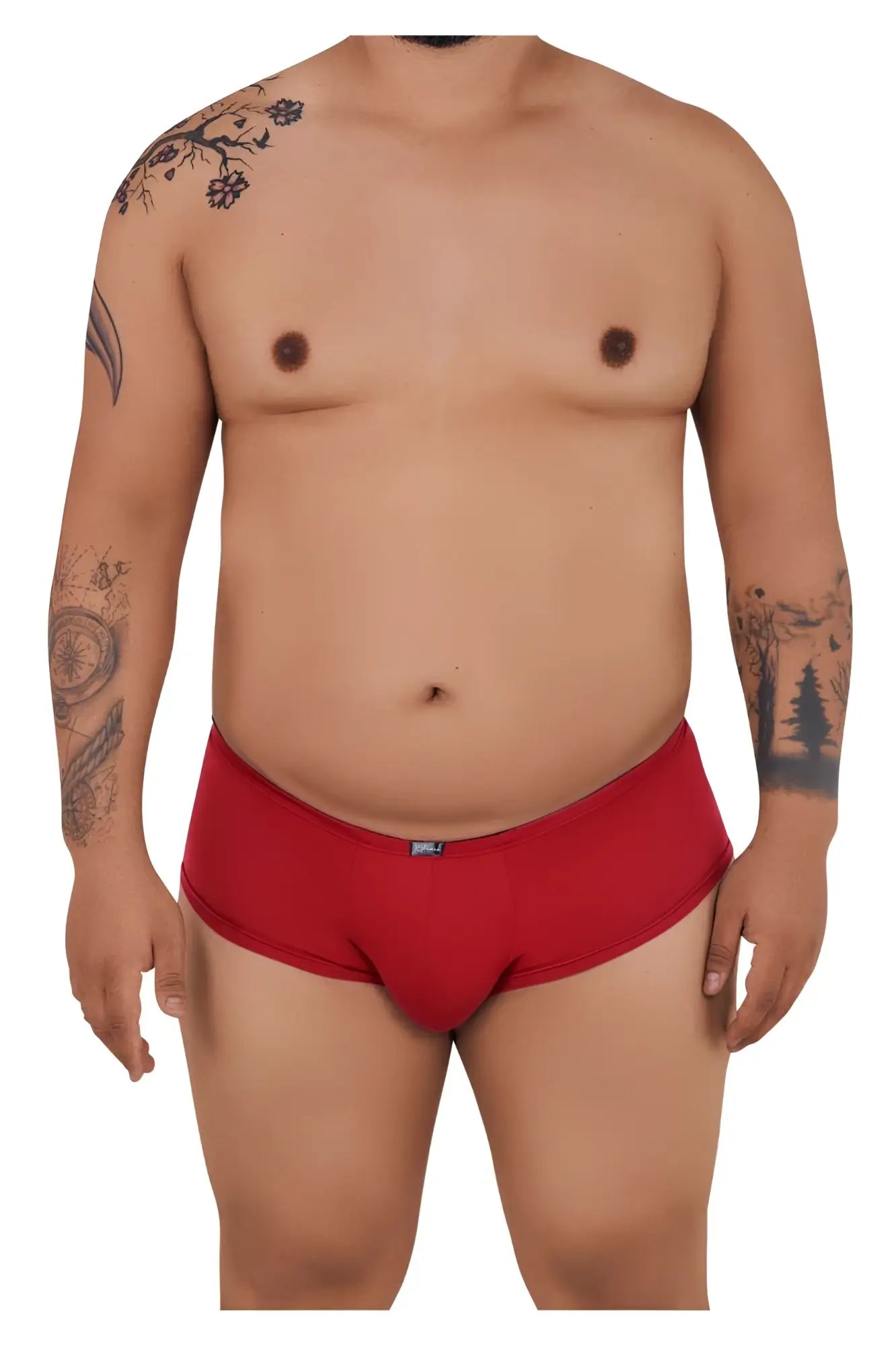 Xtremen 91103x red microfiber men’s briefs with a small blue brand tag on the waistband