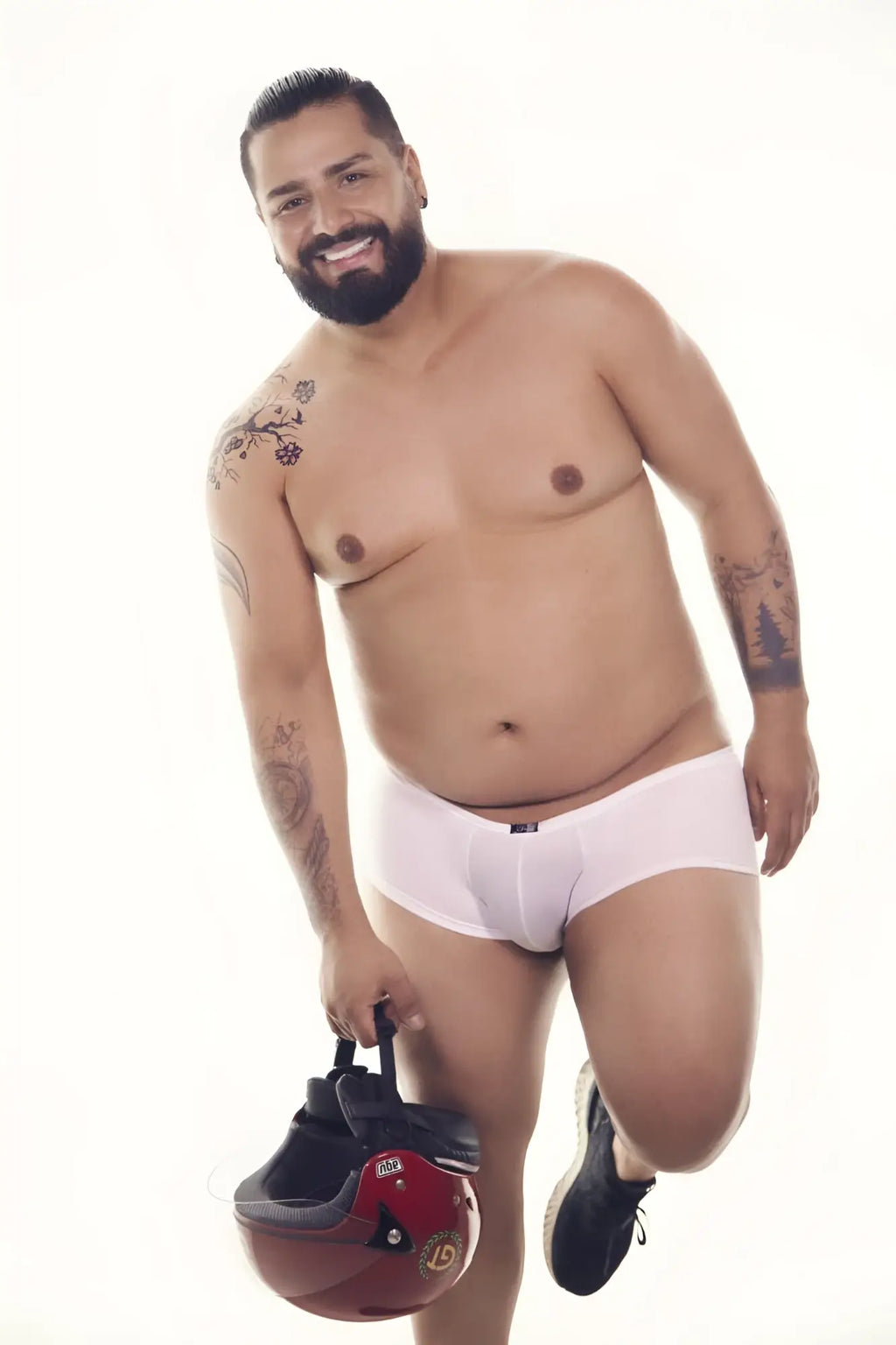 White xtremen 91103x microfiber trunks with a small black logo on the waistband showing the front side