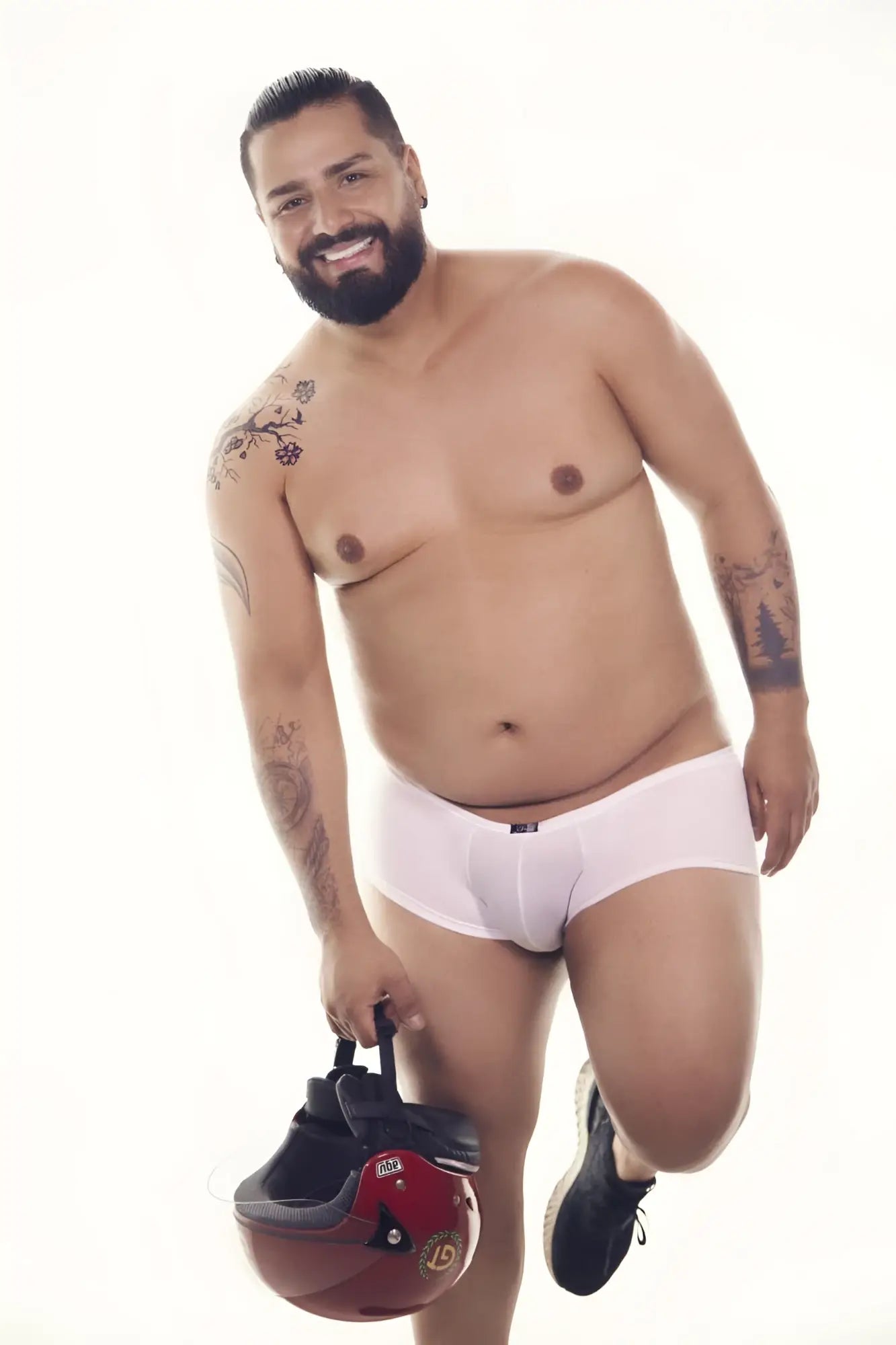 White xtremen 91103x microfiber trunks with a small black logo on the waistband showing the front side
