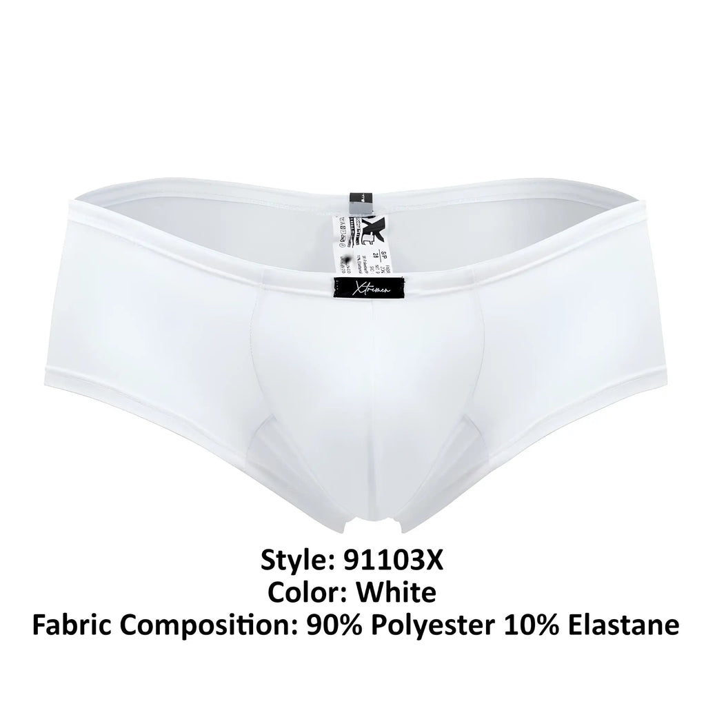 White xtremen 91103x microfiber trunks made of 90 polyester 10 elastane with branded tag on waistband
