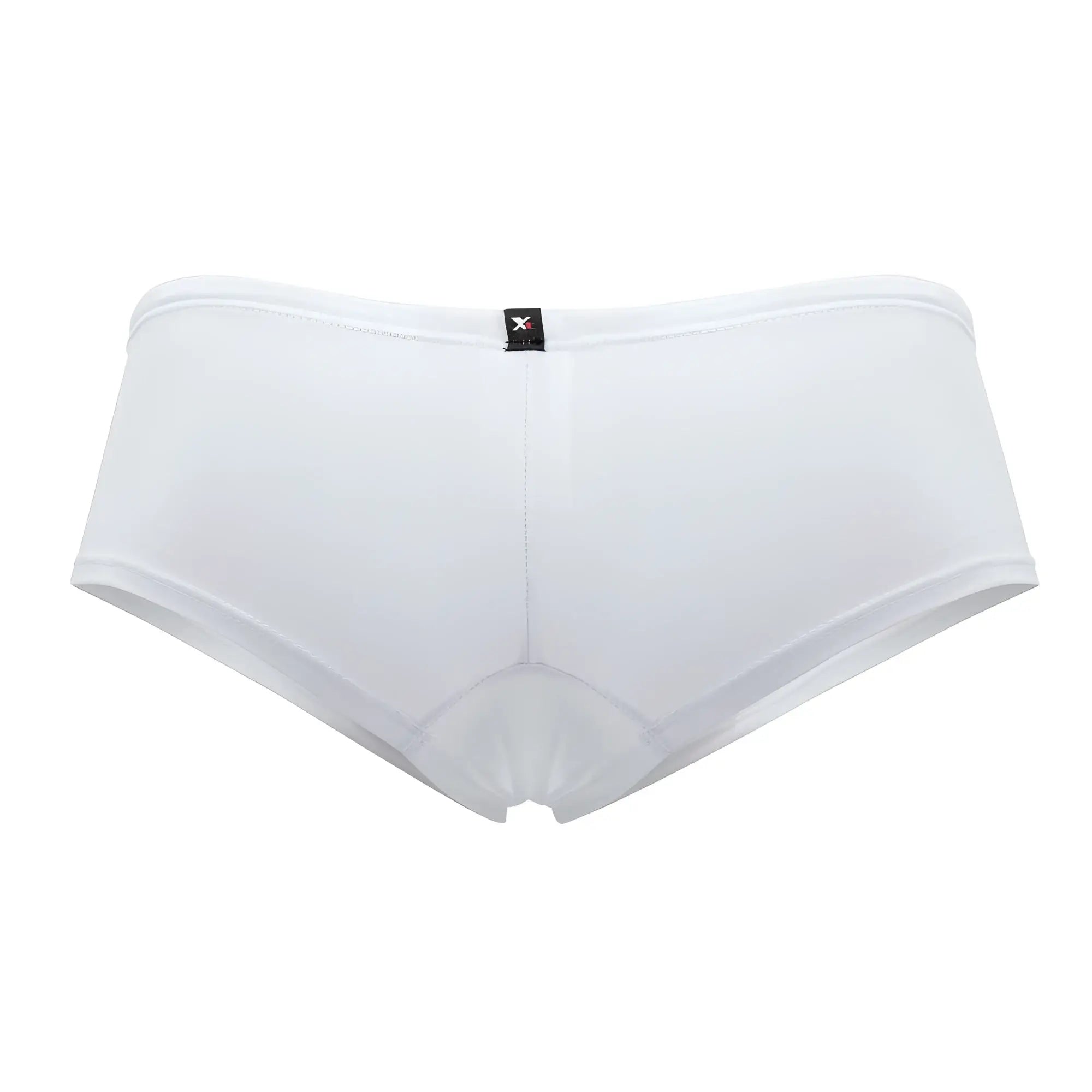 Xtremen 91103x microfiber trunks in white seamless briefs with subtle sheen and black brand tag at waistband