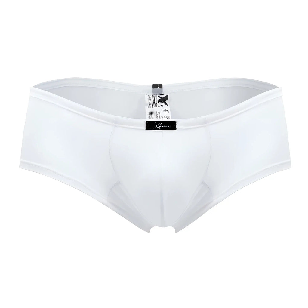 White xtremen 91103x microfiber trunks are form-fitting men’s briefs with an elastic waistband in white
