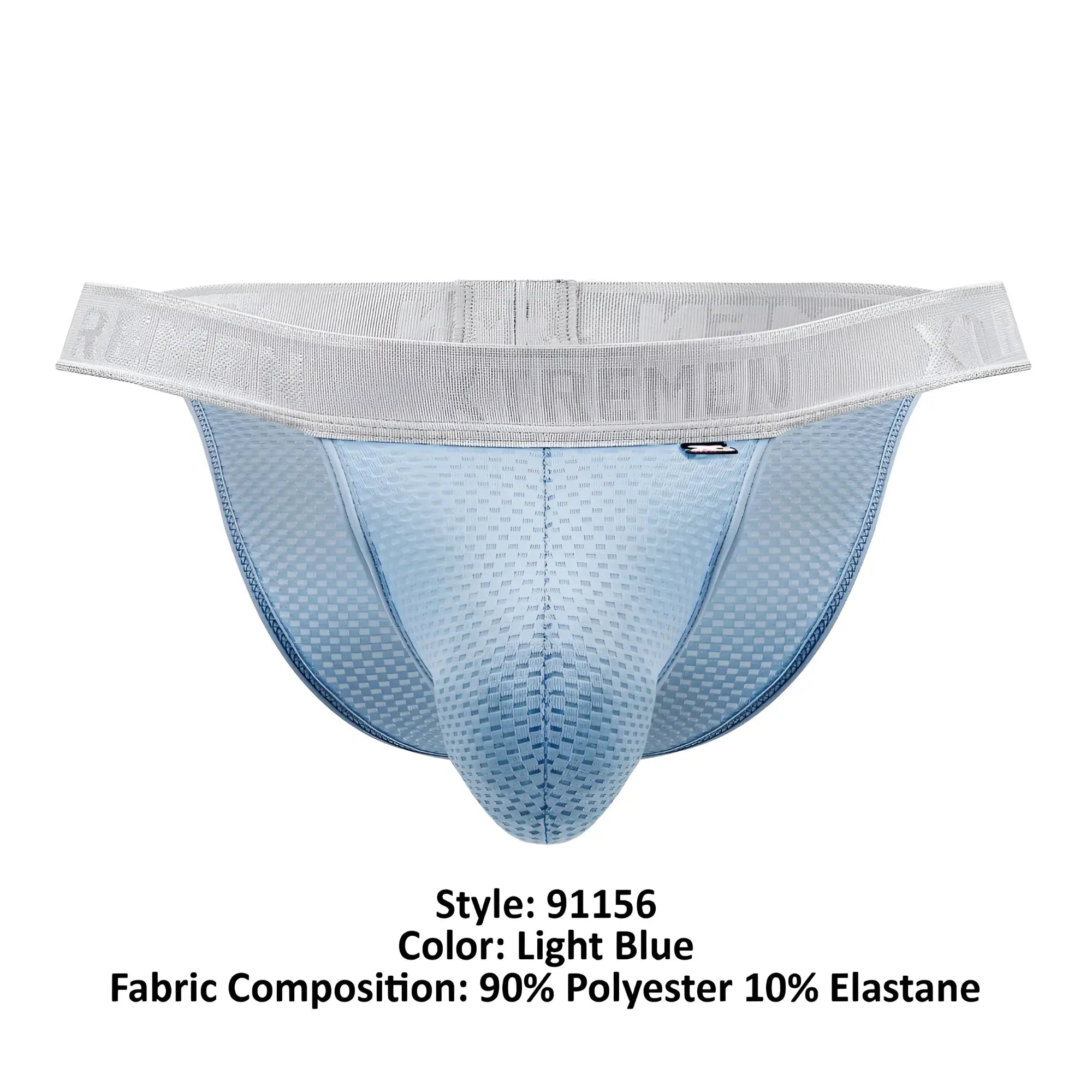 Light blue Xtremen 91156 Capriati bikini briefs with breathable textured mesh fabric and gray elastic waistband