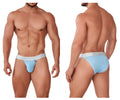 Light blue mesh Xtremen 91156 Capriati bikini briefs with white elastic waistband featuring the brand logo