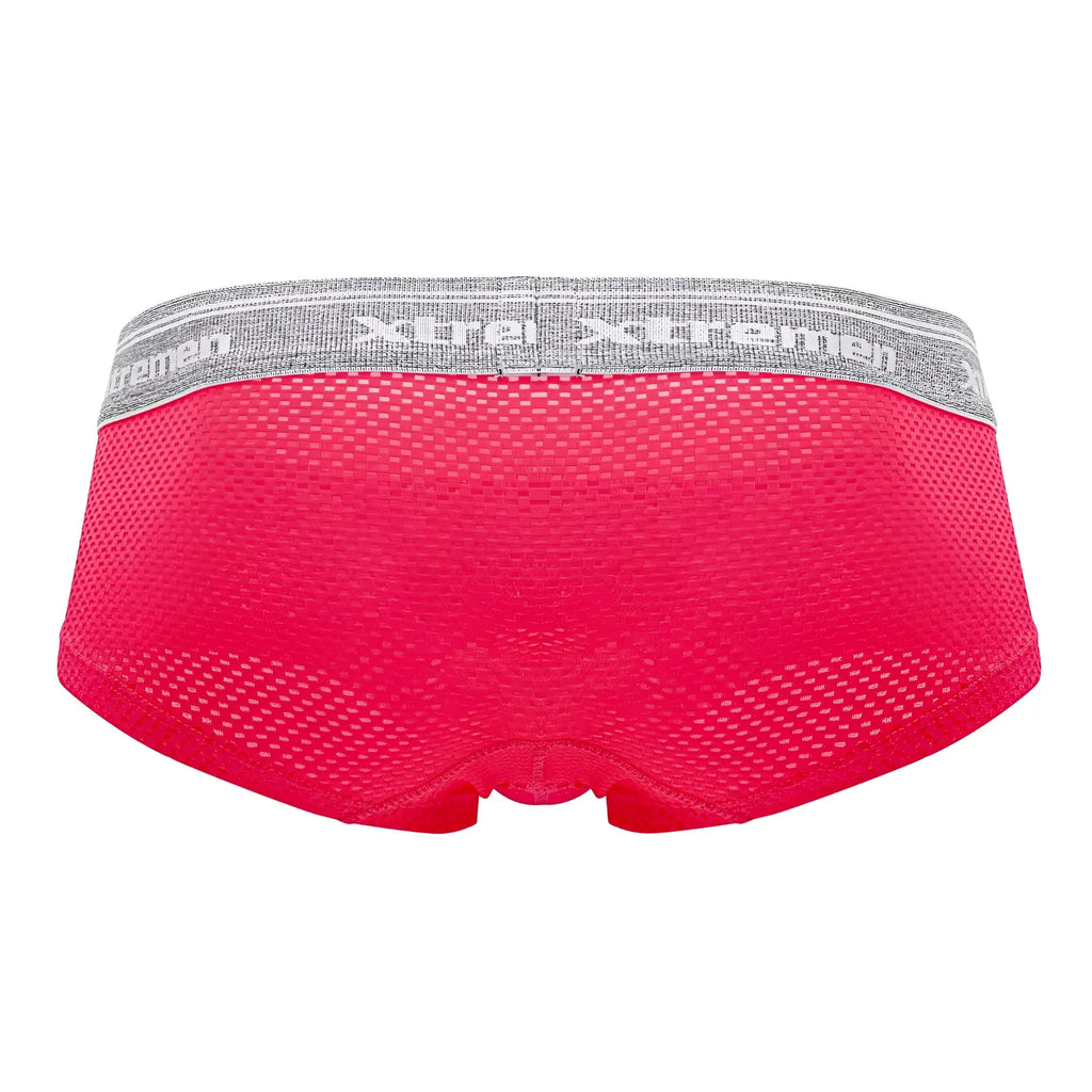 Xtremen 91158 capriati trunks bright pink mesh briefs with gray elastic waistband and xtreme branding in white