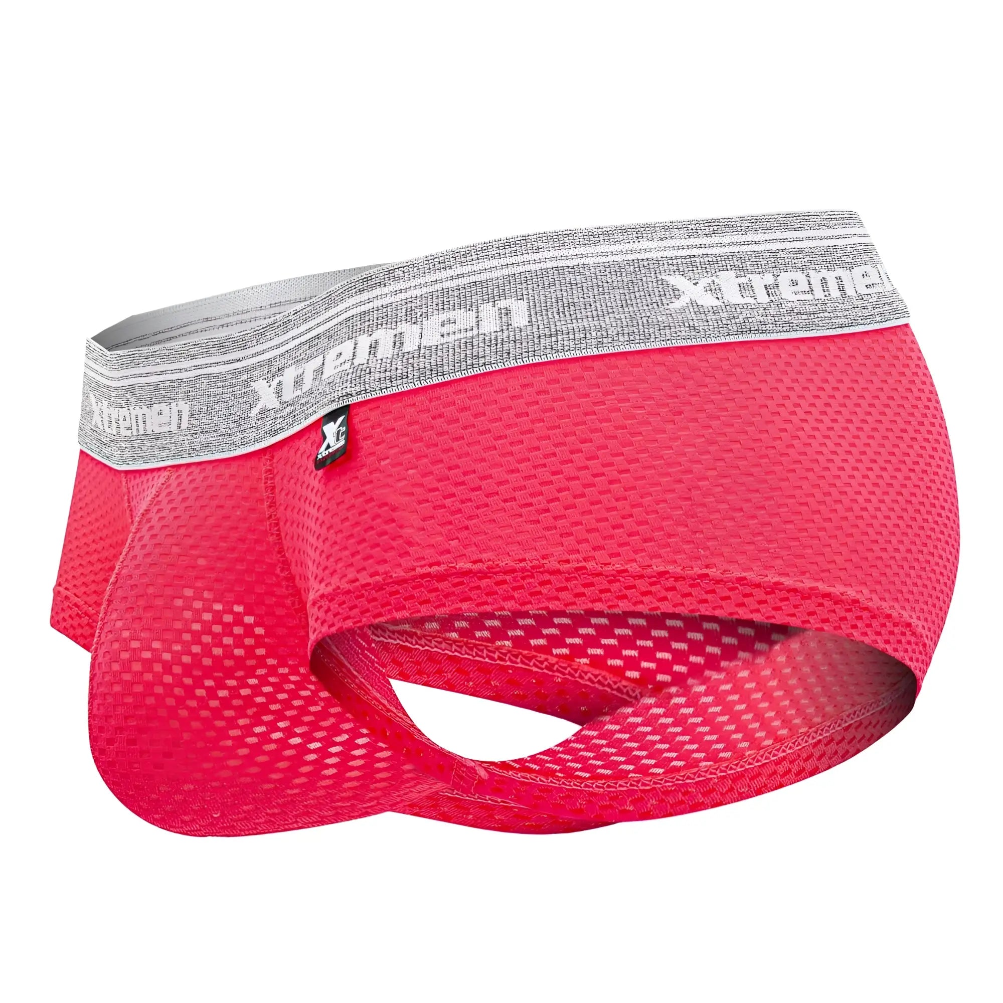 Bright pink mesh men’s underwear with gray xtremen elastic waistband xtremen 91158 capriati trunks color candy