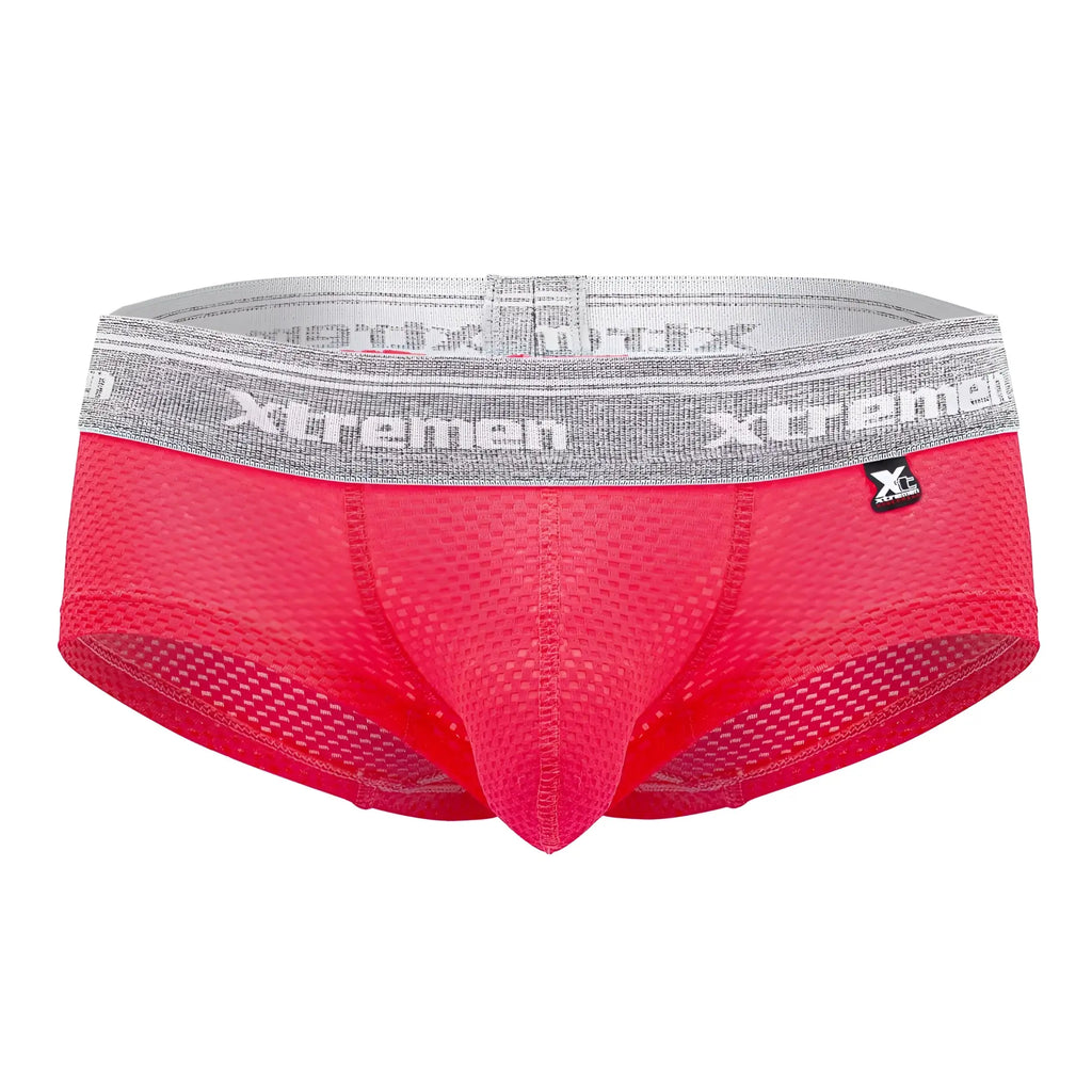 Xtremen 91158 capriati trunks men’s bright pink mesh underwear with gray elastic waistband and xtreme logo