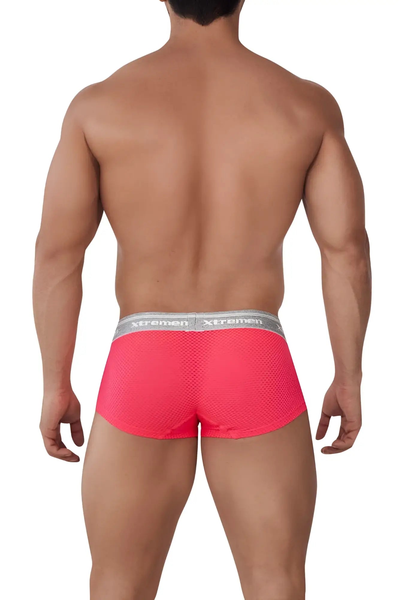 Bright pink mesh briefs with silver xtremen waistband from xtremen 91158 capriati trunks color candy collection