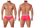 Bright pink mesh textured men’s briefs with a silver xtremen waistband from the 91158 capriati trunks collection