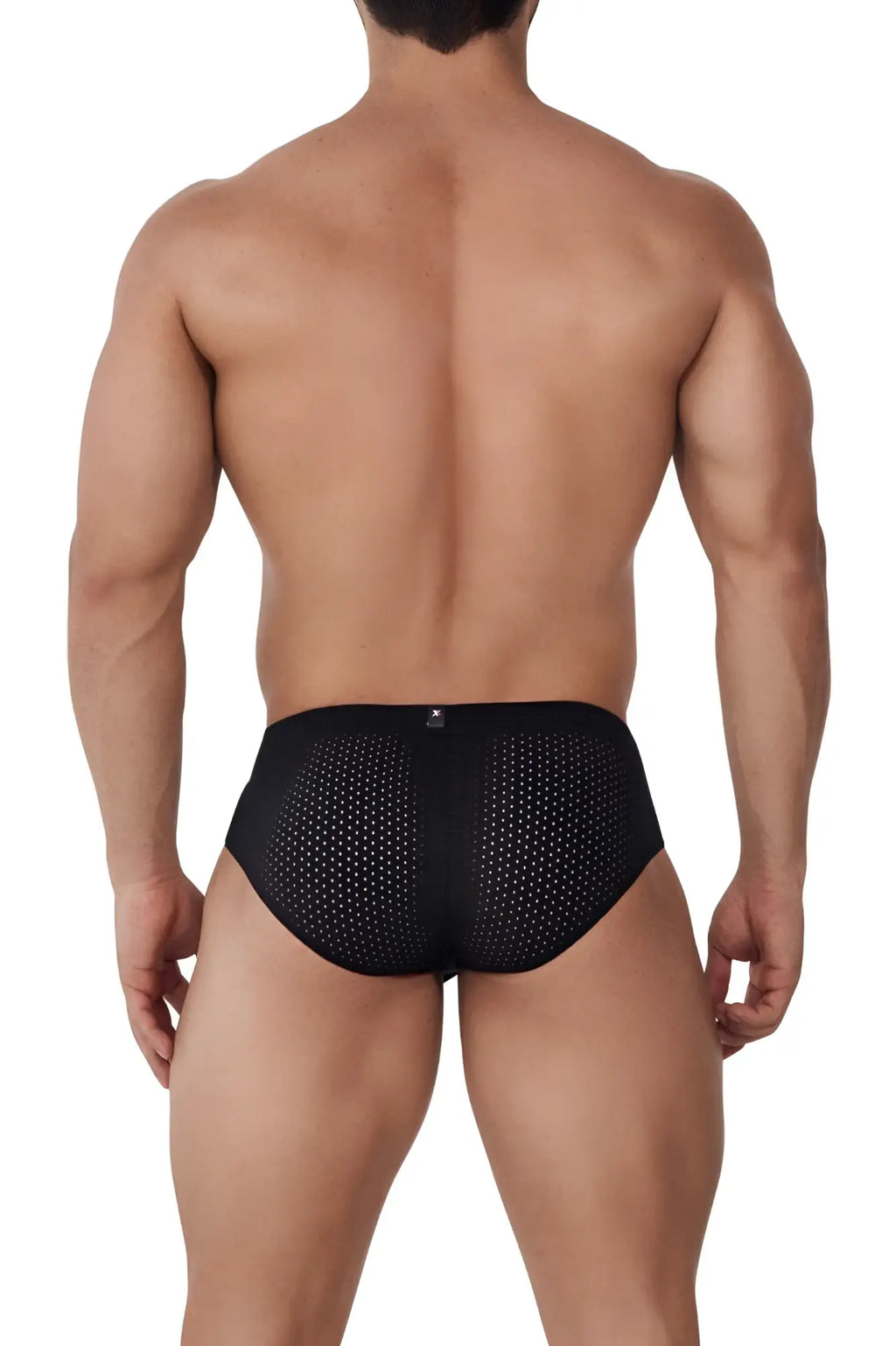 Xtremen 91169 mesh briefs in black featuring a sleek, form-fitting design with breathable perforated mesh material
