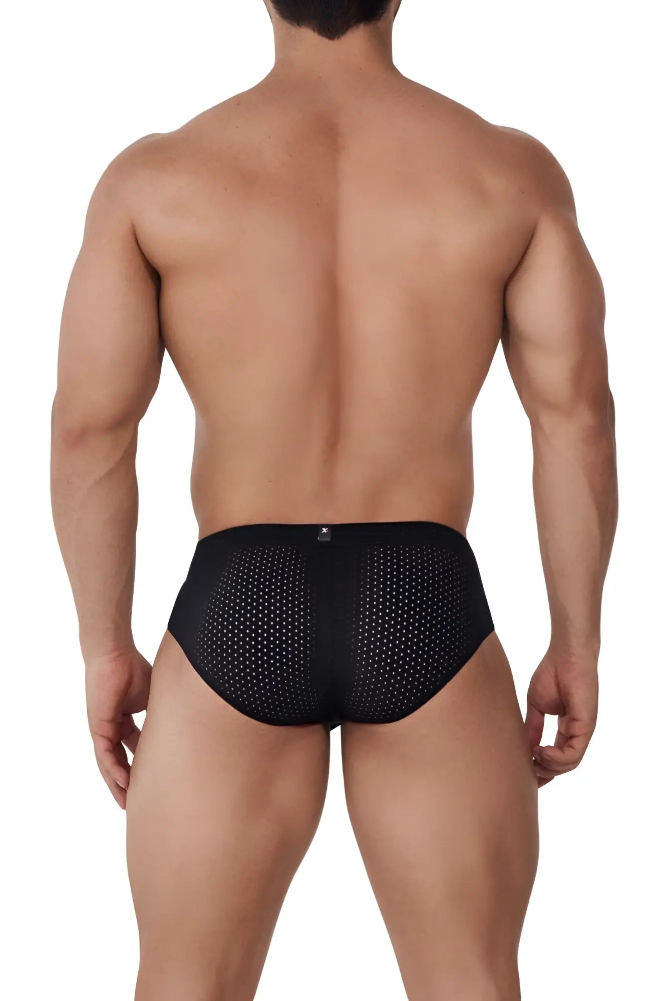 Xtremen 91169 mesh briefs in black featuring a sleek, form-fitting design with breathable perforated mesh material