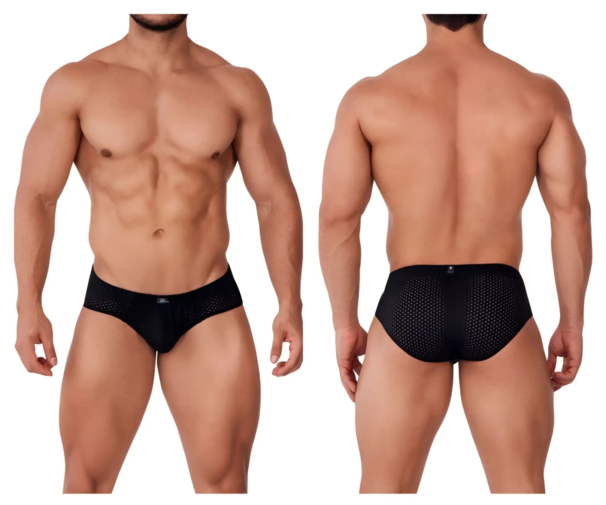Xtremen 91169 black mesh briefs with a subtle perforated pattern and small logo on the waistband