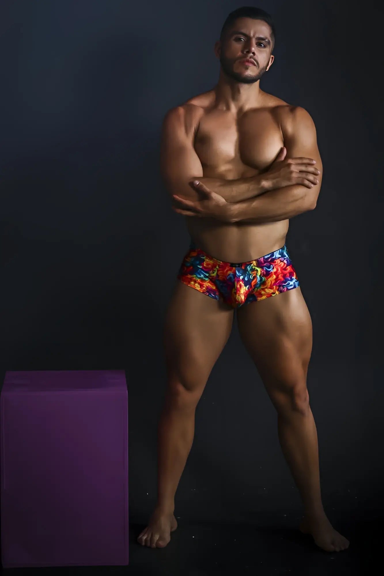 Xtremen 91170 printed trunks with vibrant flame pattern in bold reds blues and yellows for energetic swimwear style