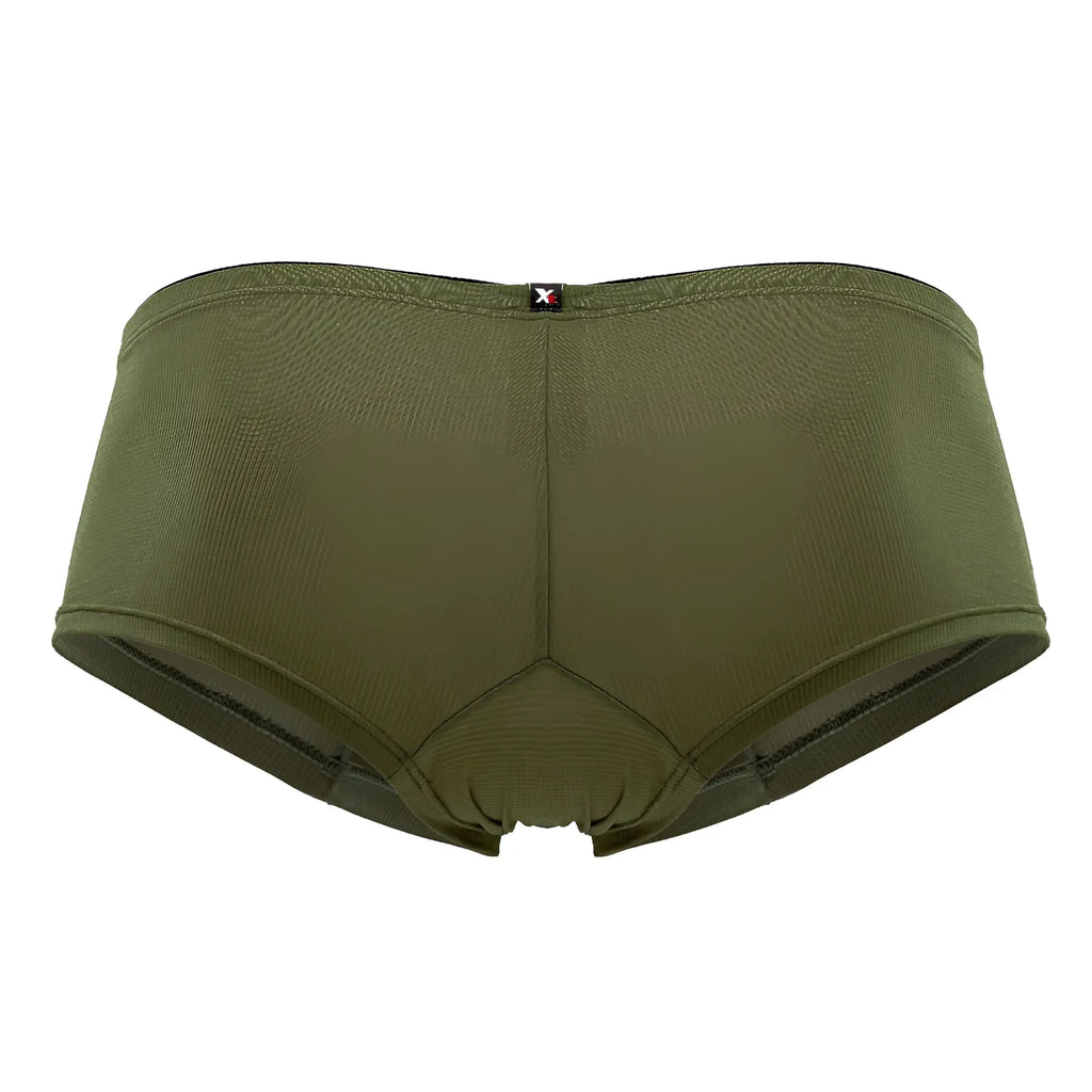 Olive green xtremen 91175 microfiber men’s briefs with textured fabric and black trim