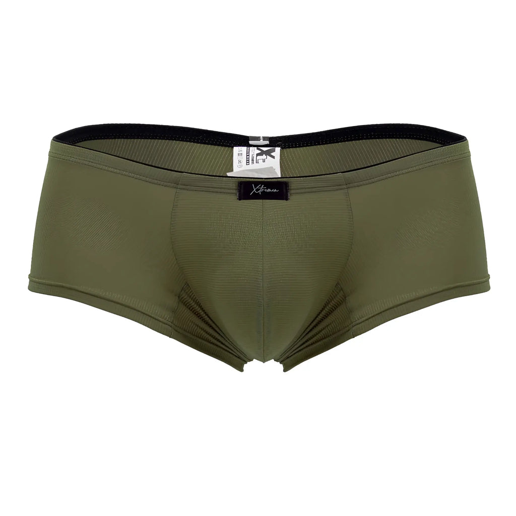 Olive green x-factor men’s briefs with black elastic waistband and textured microfiber fabric xtremen 91175 trunks