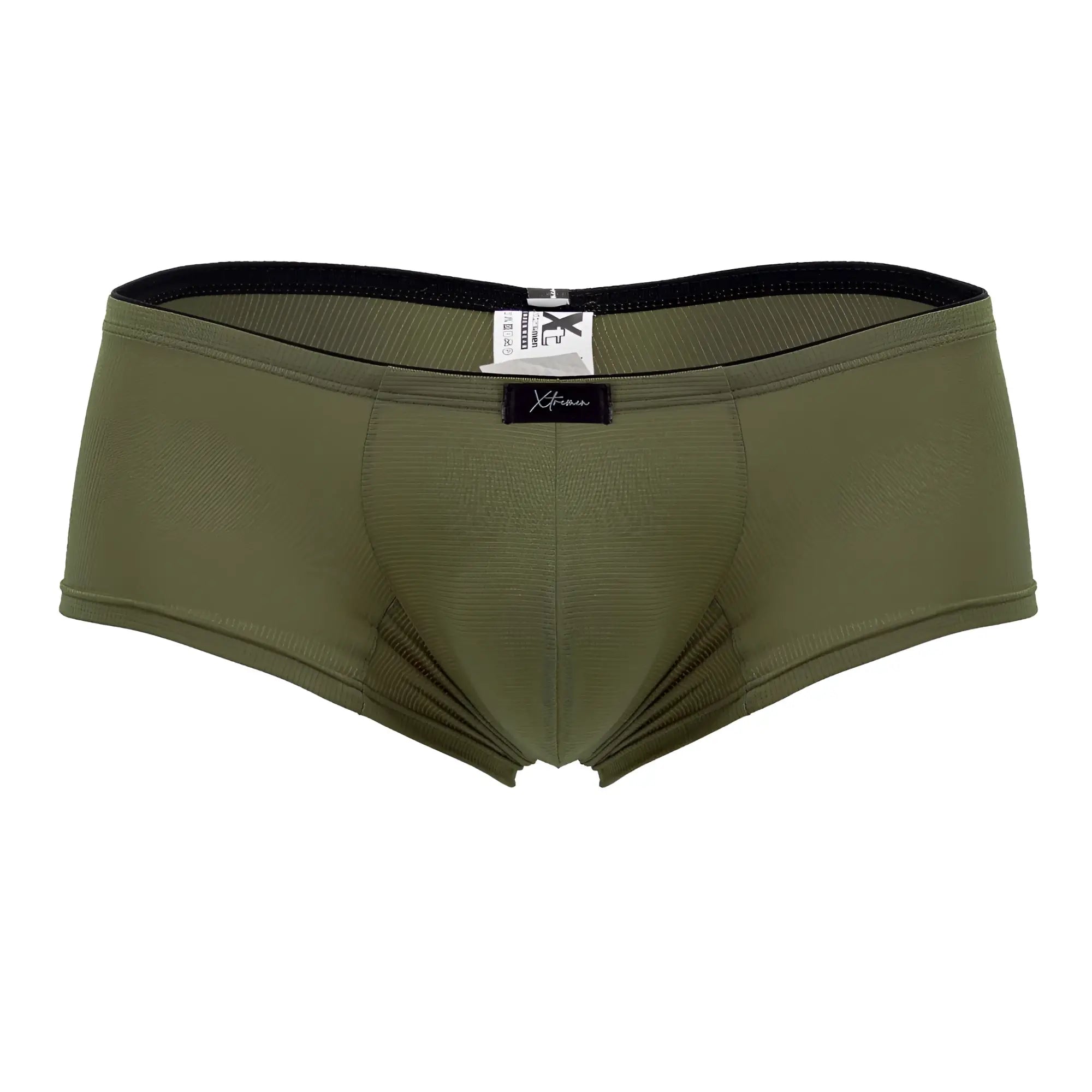 Olive green x-factor men’s briefs with black elastic waistband and textured microfiber fabric xtremen 91175 trunks