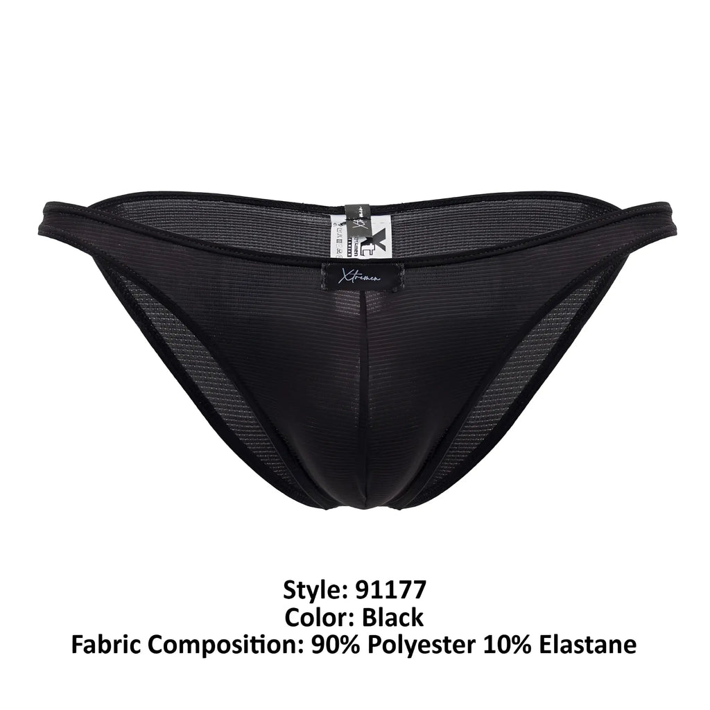 Black mesh briefs xtremen 91177 microfiber bikini with sleek form-fitting design and subtle brand tag at the waistband