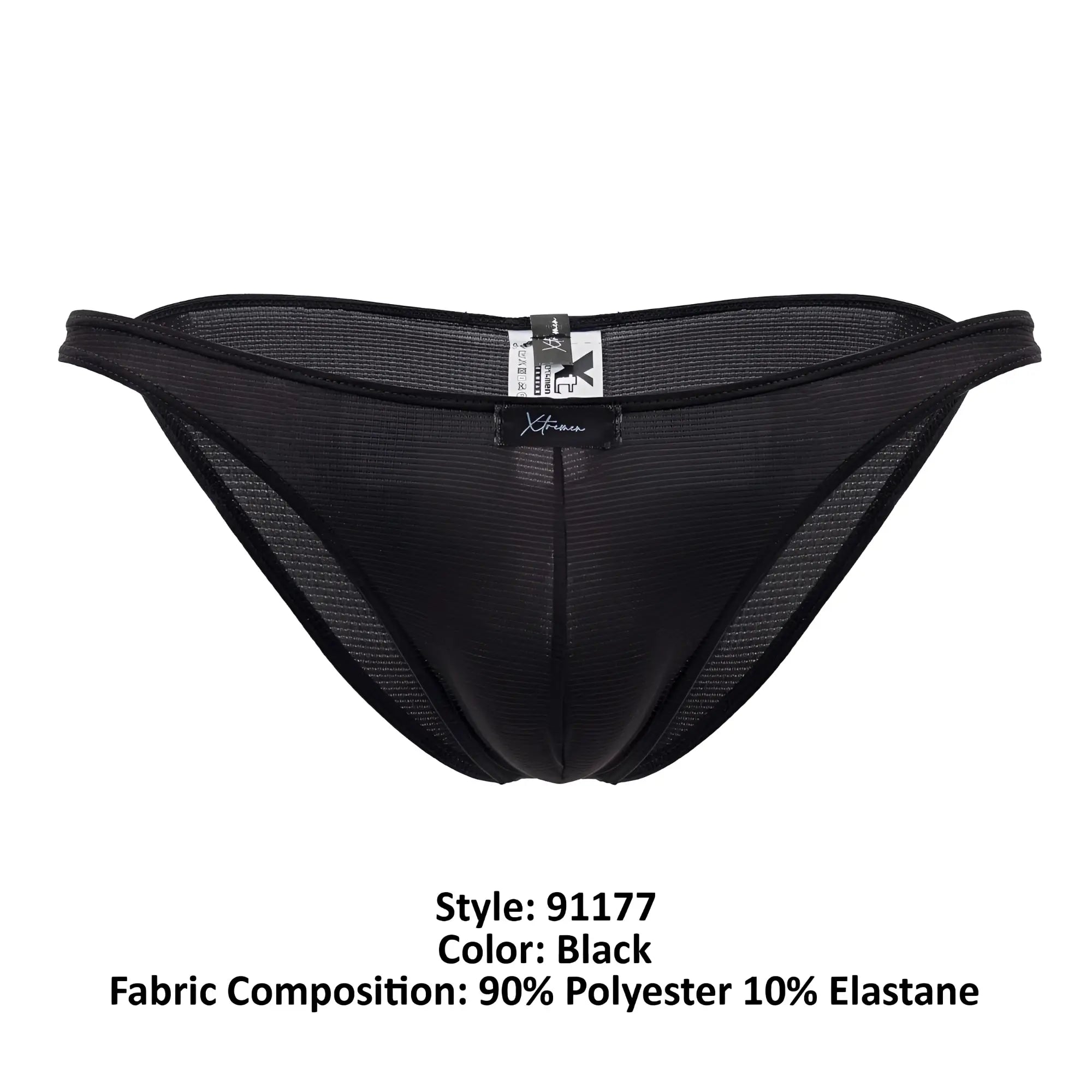 Black mesh briefs xtremen 91177 microfiber bikini with sleek form-fitting design and subtle brand tag at the waistband