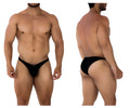 Black Xtremen 91177 microfiber bikini briefs with a sleek fit and subtle front logo for men