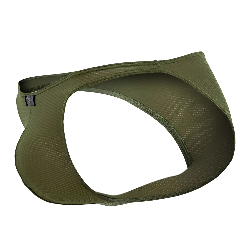 Xtremen 91177 olive green athletic-style microfiber bikini briefs with textured stretchy fabric and reinforced seams