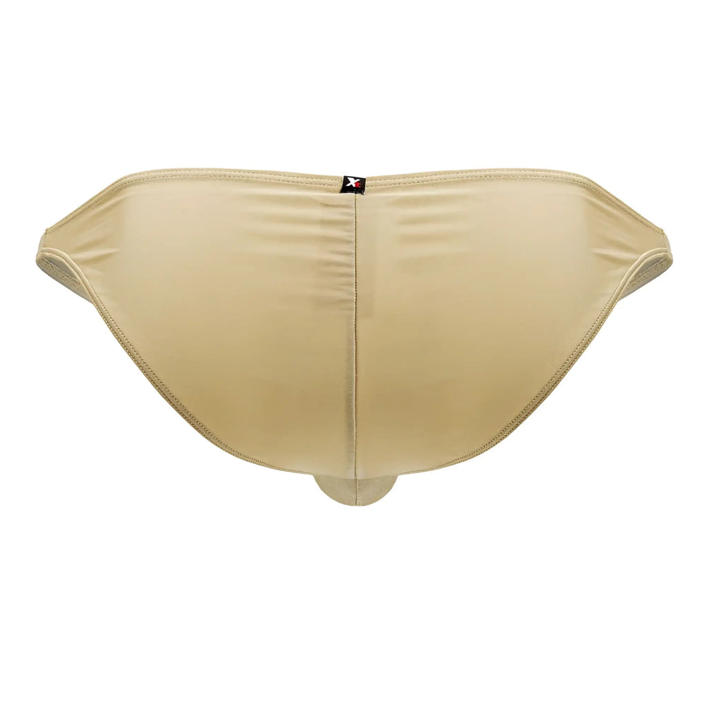 Beige xtremen 91179 microfiber bikini briefs with subtle texture and small black logo tag on the back center