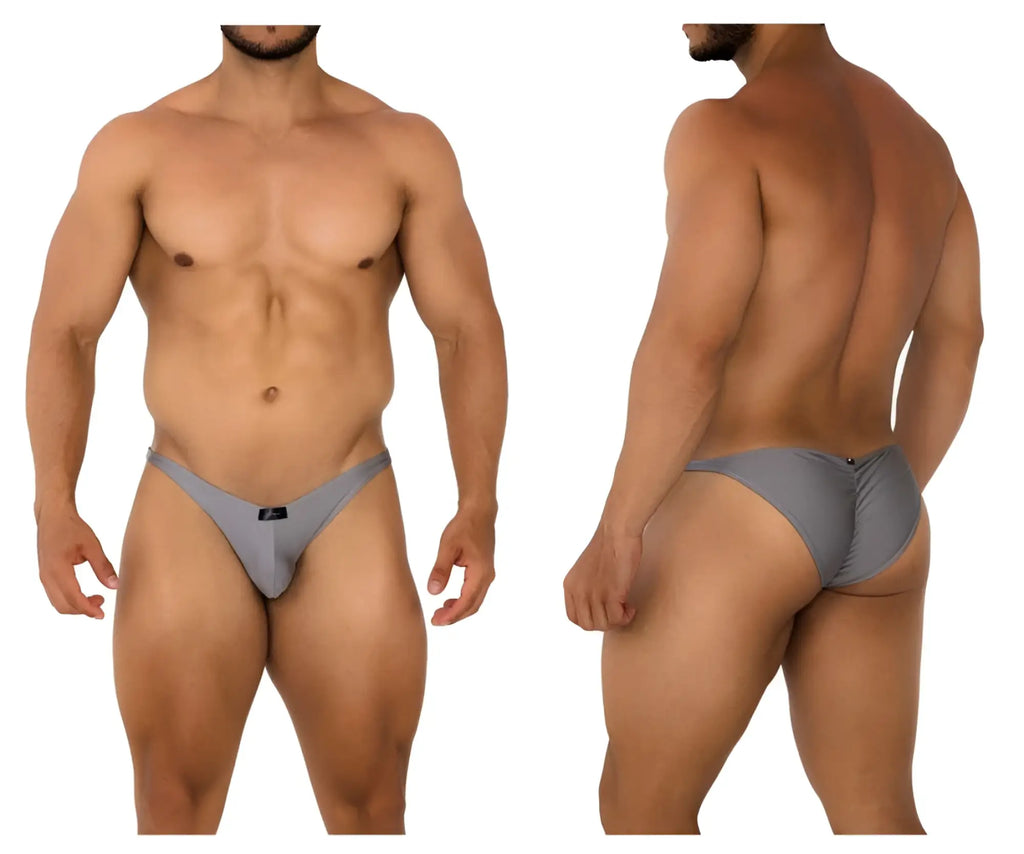 Xtremen 91179 microfiber bikini briefs in silver with sleek form-fitting design and small black logo on front