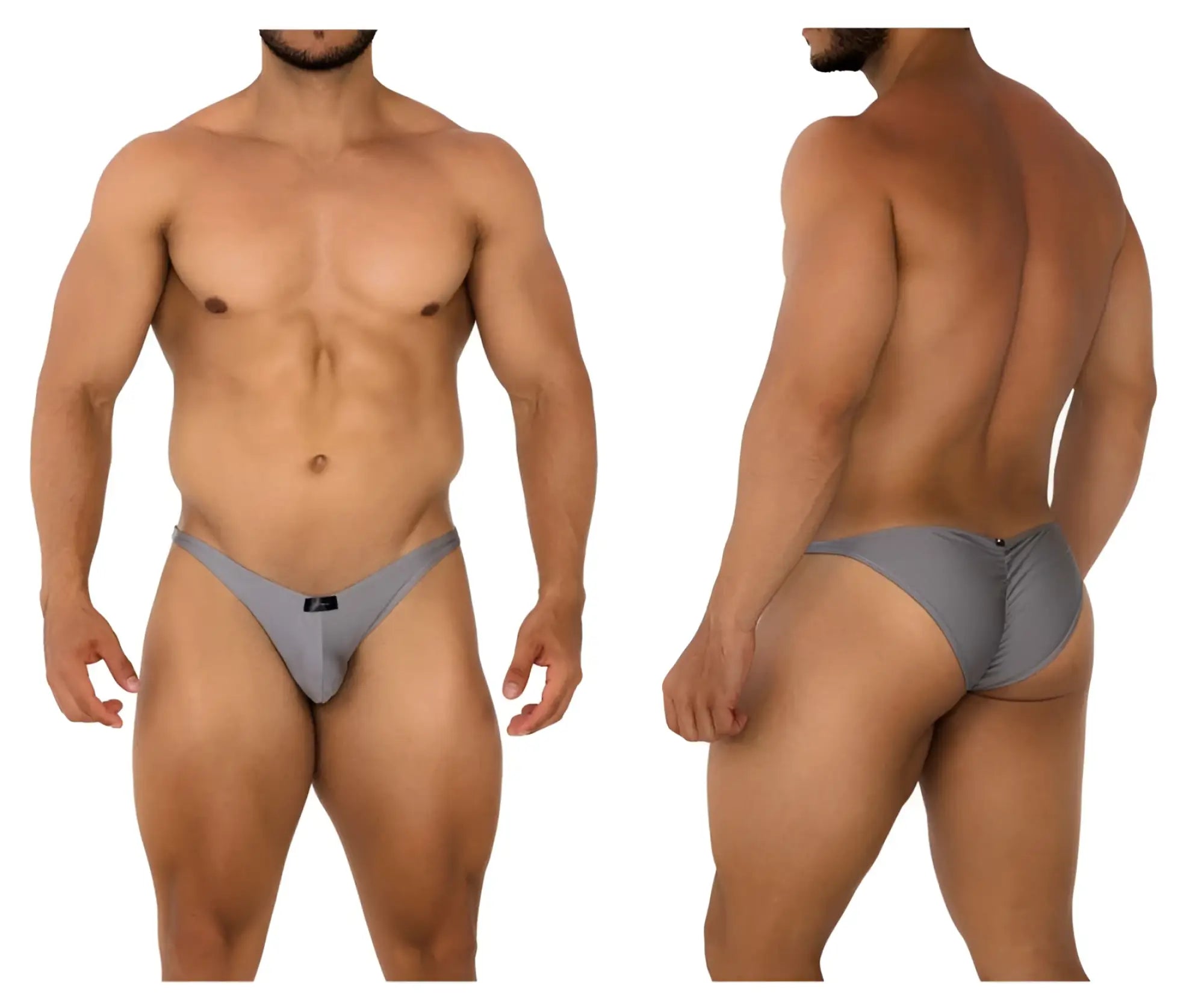 Xtremen 91179 microfiber bikini briefs in silver with sleek form-fitting design and small black logo on front