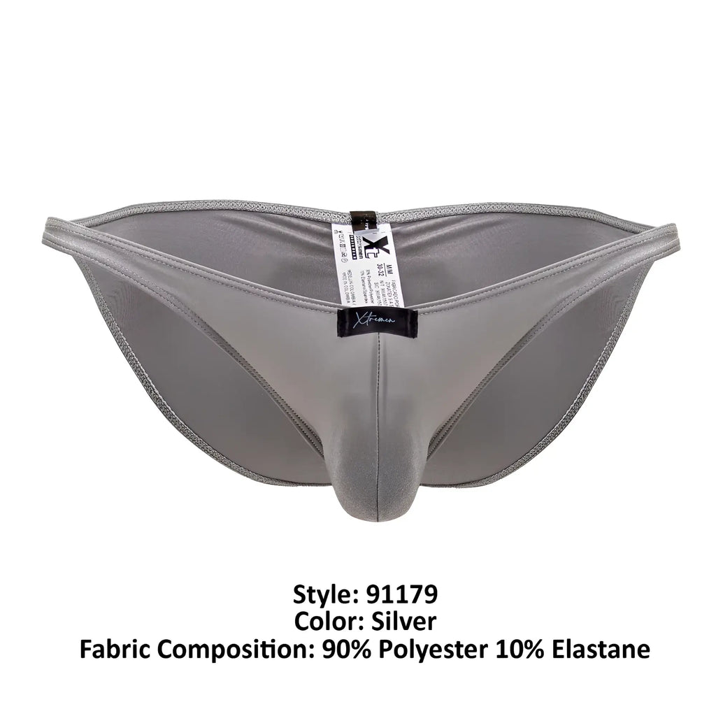 Silver xtremen 91179 microfiber bikini thong for men made of 90 polyester 10 elastane with a sleek form-fitting design