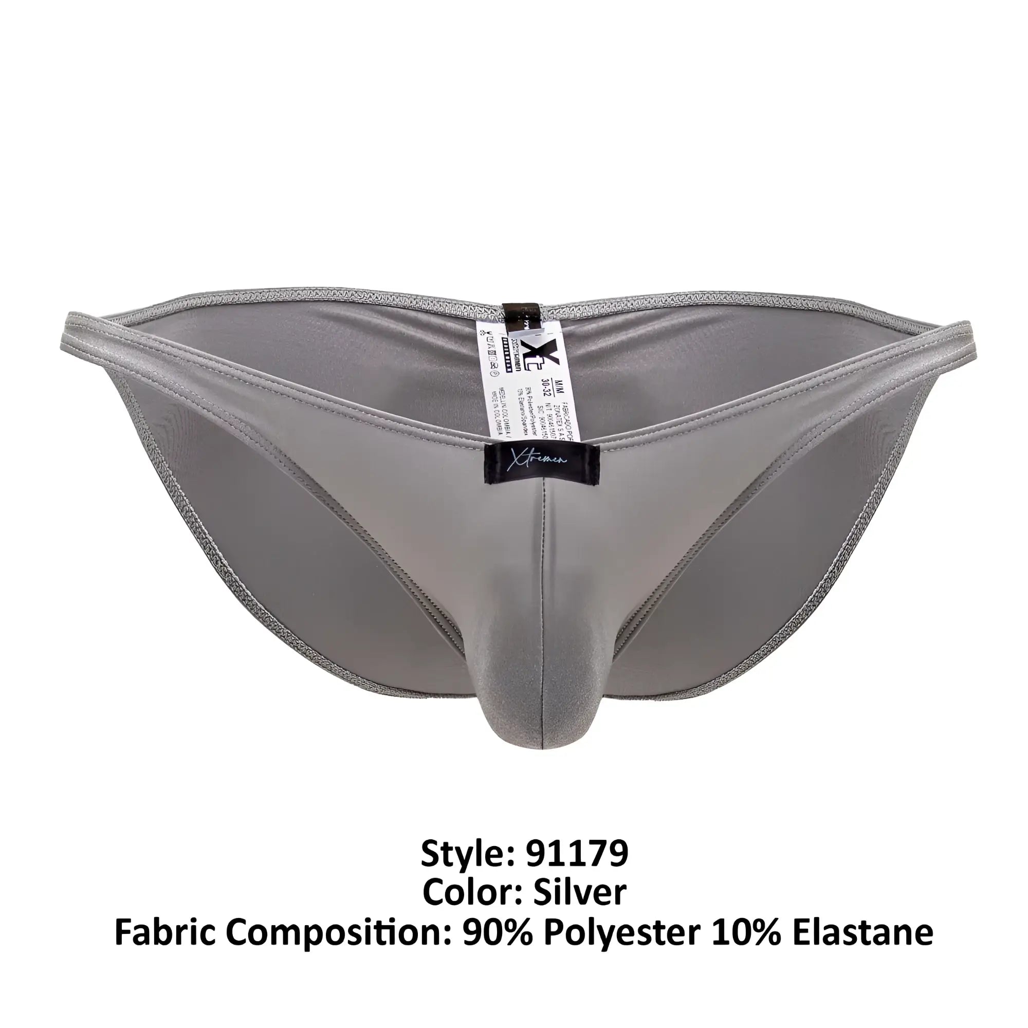 Silver xtremen 91179 microfiber bikini thong for men made of 90 polyester 10 elastane with a sleek form-fitting design