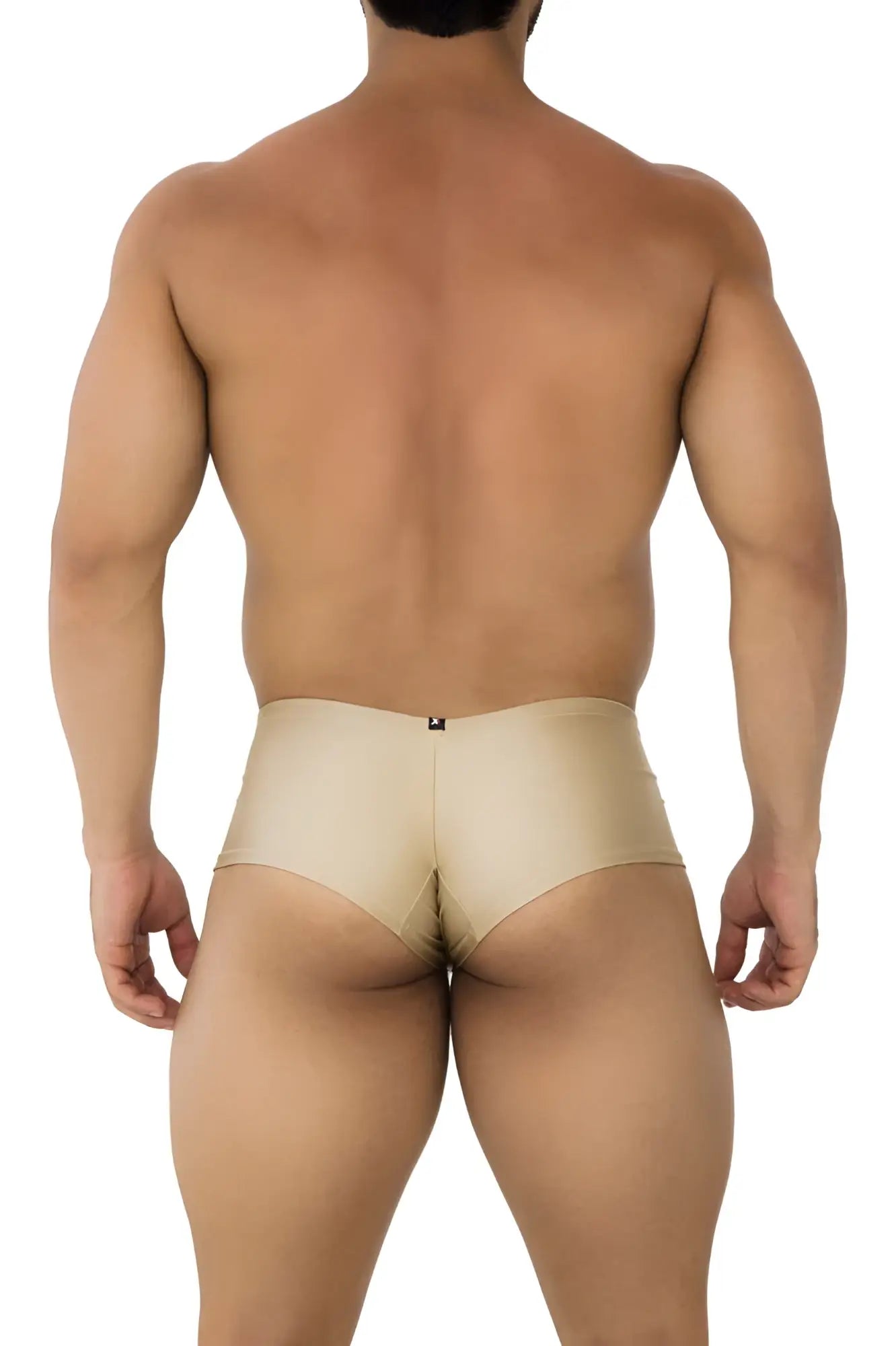 Beige satin xtremen 91180 microfiber trunks in gold color with sleek form-fitting design for comfortable wear