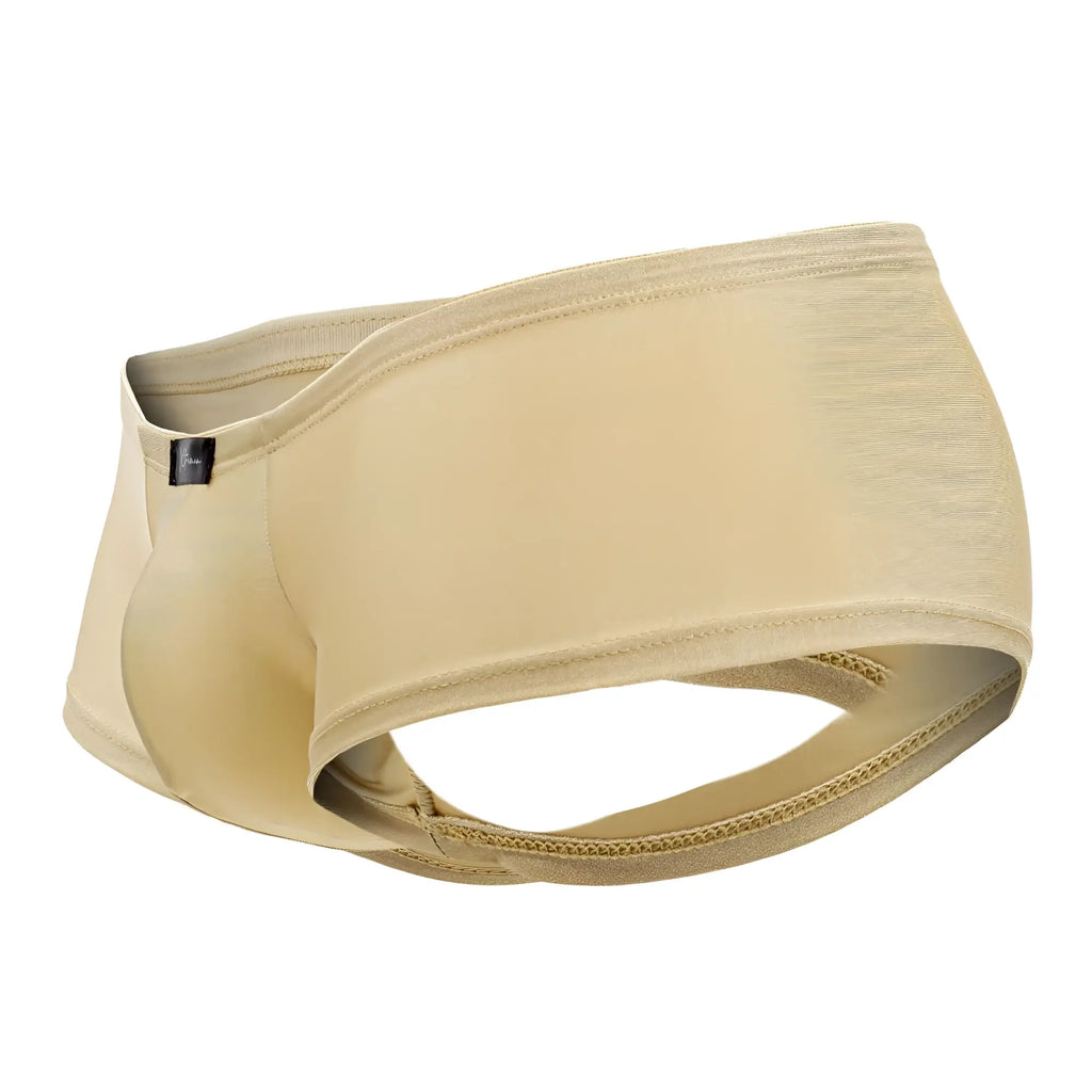 Xtremen 91180 microfiber trunks in gold with beige stretchy fabric contoured design and zipper closure for men
