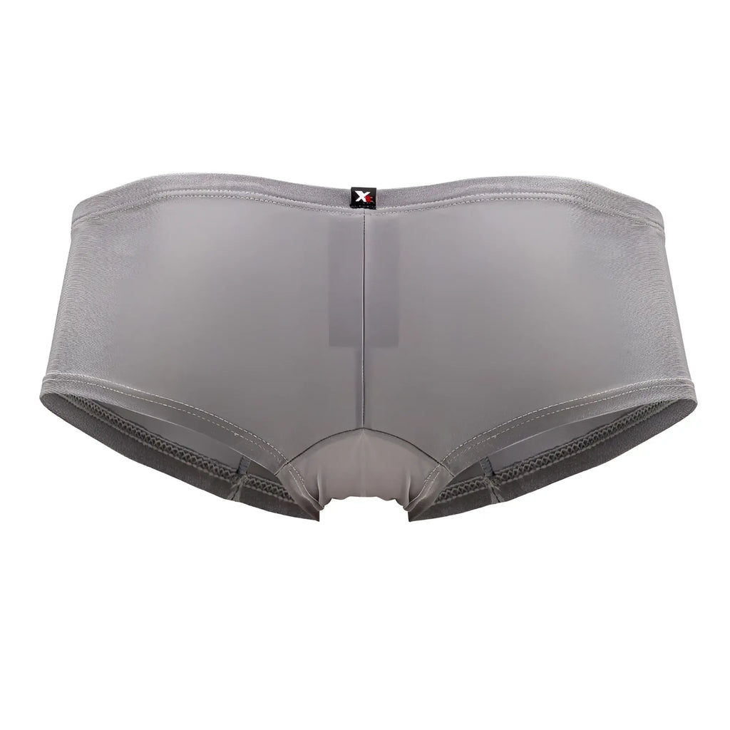 Gray xtremen 91180 microfiber trunks in silver with smooth stretchy fabric and reinforced mesh at leg openings