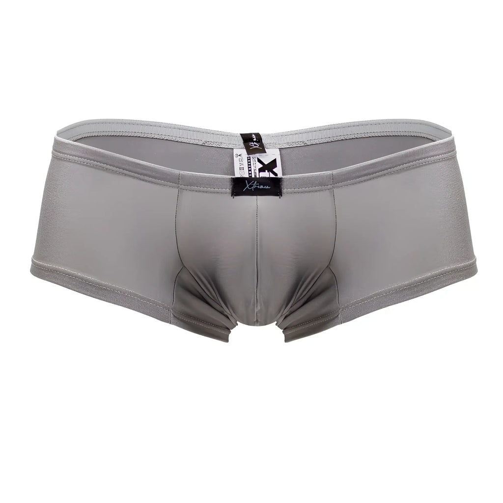 Gray xtra men’s briefs in silver microfiber with smooth stretchy fabric and branded waistband tag from xtremen 91180