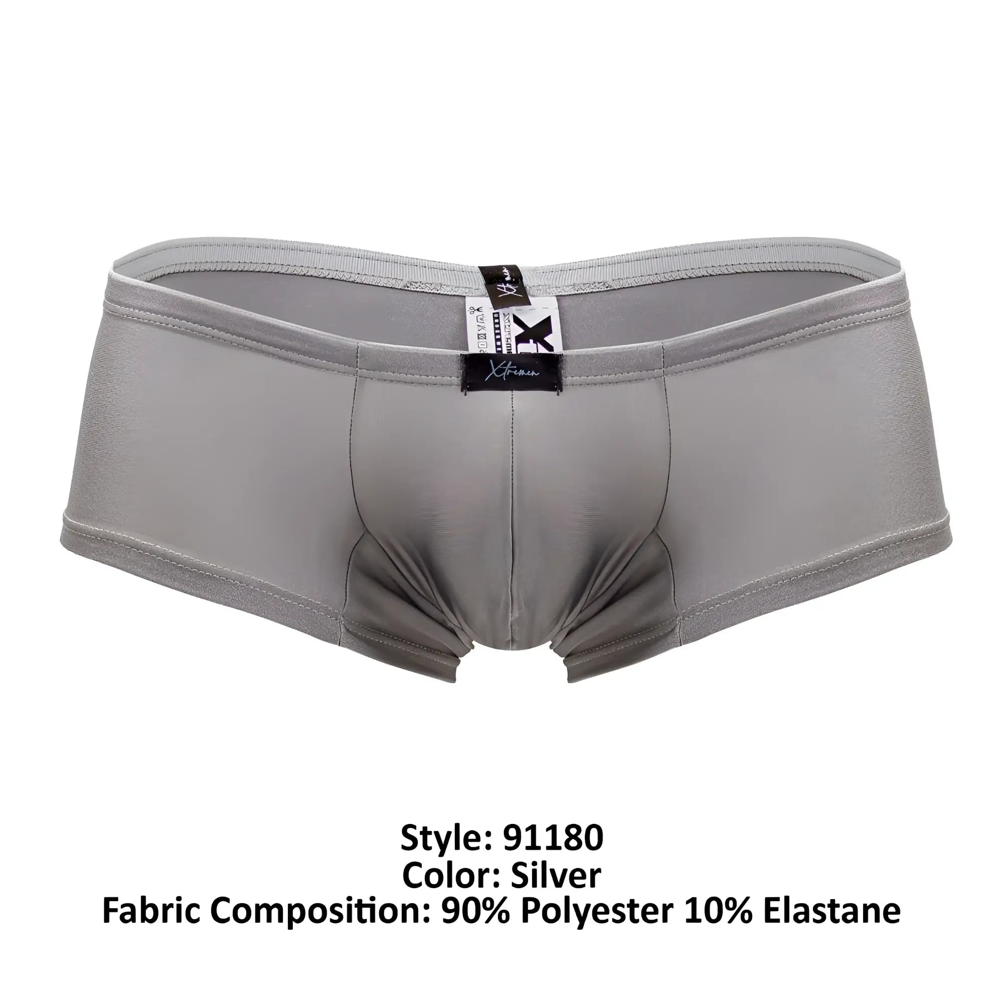 Silver xtremen 91180 microfiber trunks are men’s briefs made of 90 percent polyester and 10 percent elastane with a branded waistband