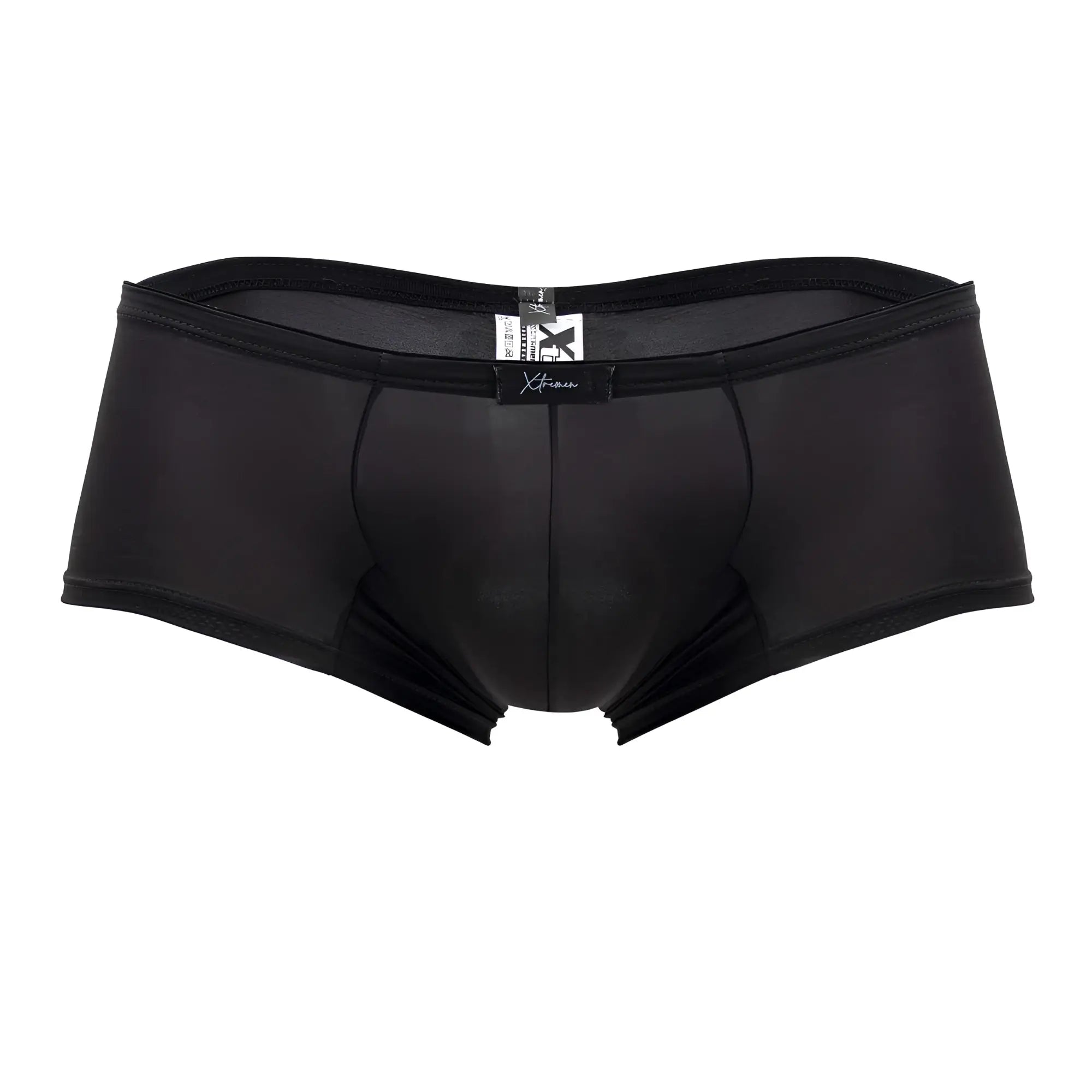 Black xtremen 91181 microfiber trunks with smooth stretchy fabric and subtle mesh panel at the waistband