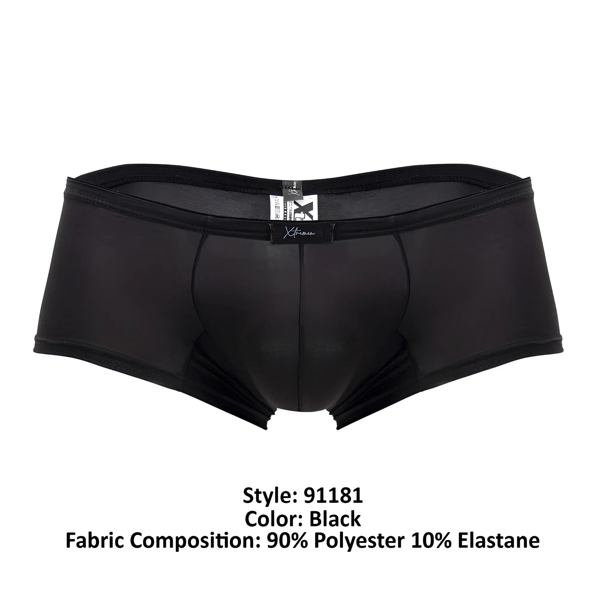 Black x-fit mens briefs xtremen 91181 microfiber trunks made of 90 polyester 10 elastane shown from the back