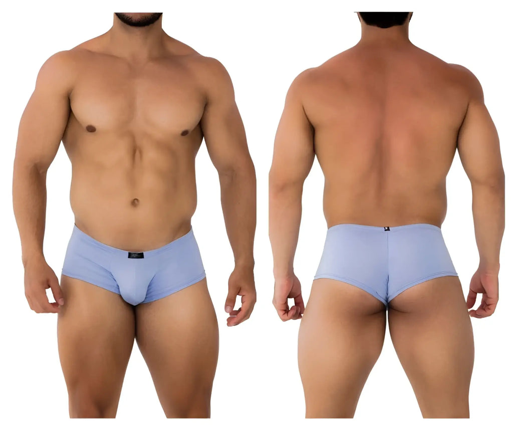 Light blue Xtremen 91181 microfiber men’s briefs with form fitting smooth fabric and black brand tag at the waistband