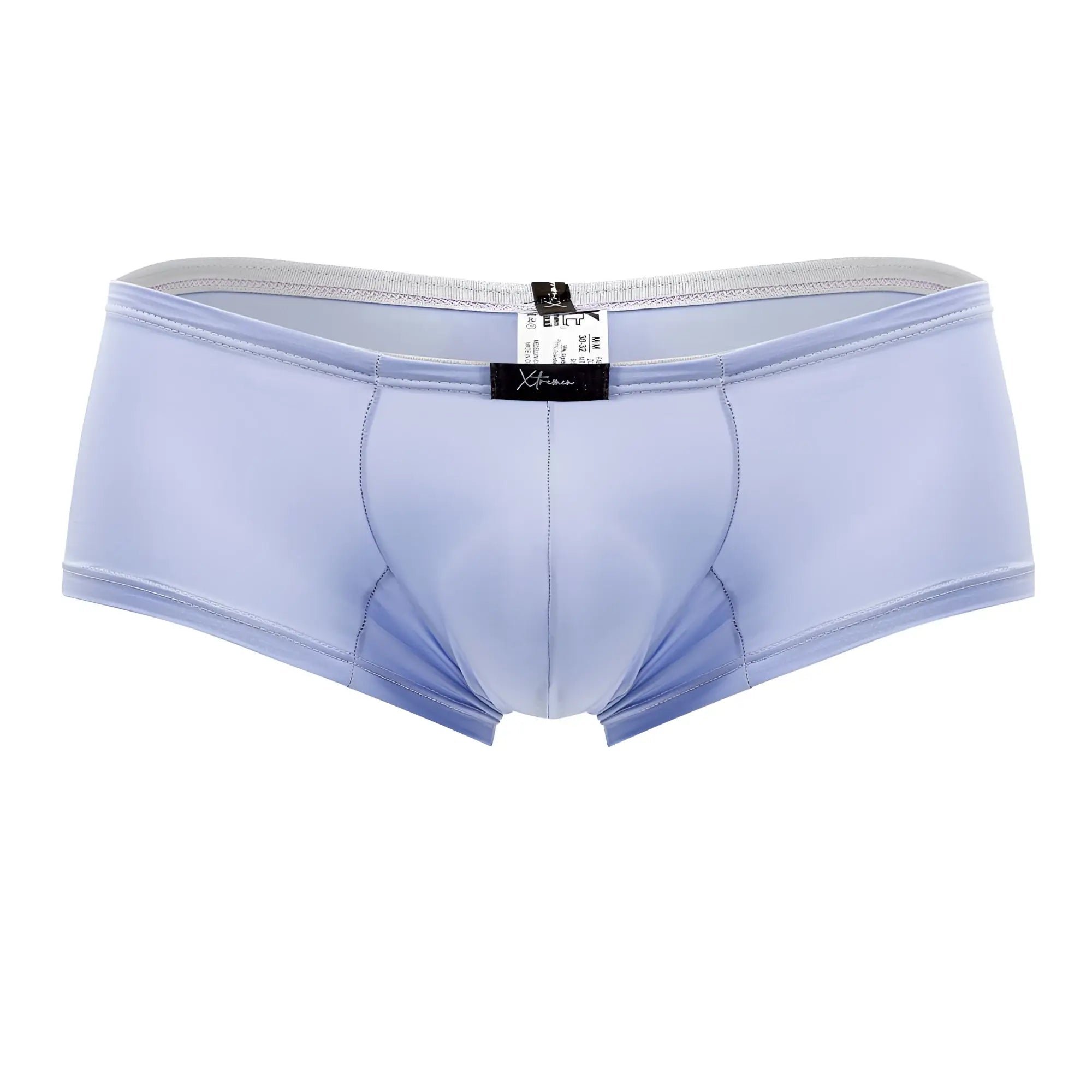 Xtremen 91181 microfiber trunks in lilac light blue with smooth form-fitting fabric and gray waistband for men
