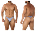 Light blue form-fitting thong made of smooth microfiber fabric with a black xtremen brand tag at the back