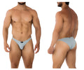 Light blue seamless Xtremen 91183 microfiber bikini briefs with minimalist design and small black waistband logo