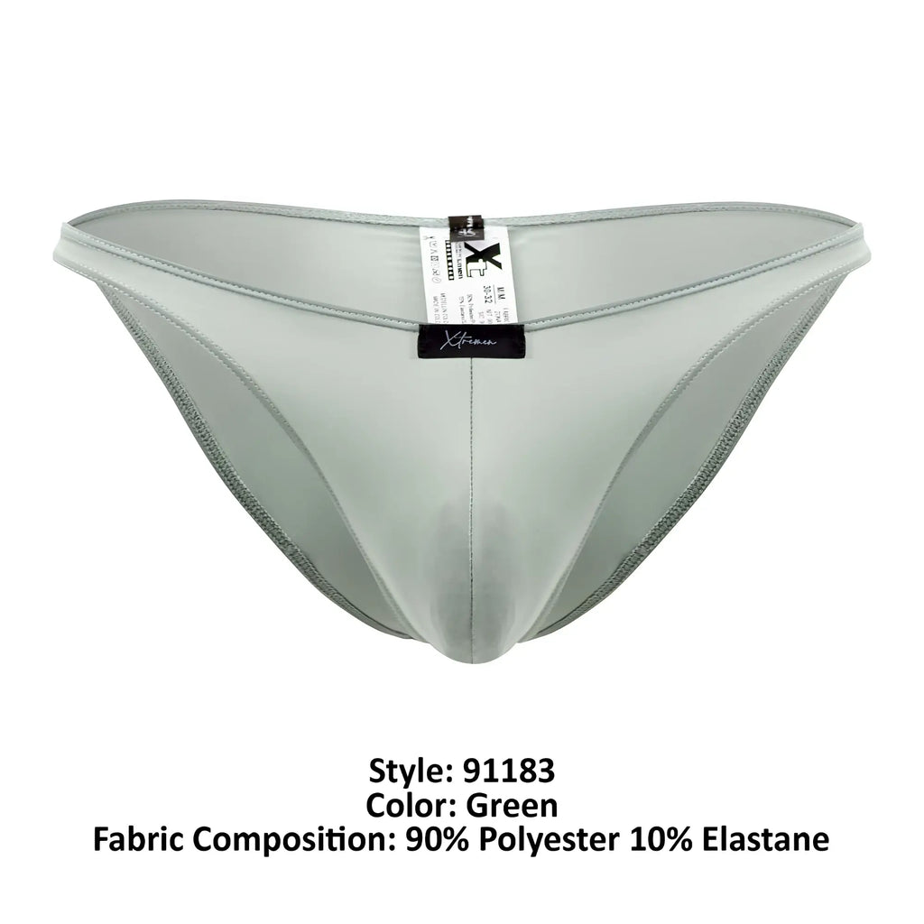 Green xtremen 91183 microfiber bikini briefs made from smooth 90 polyester 10 elastane blend with sleek fit