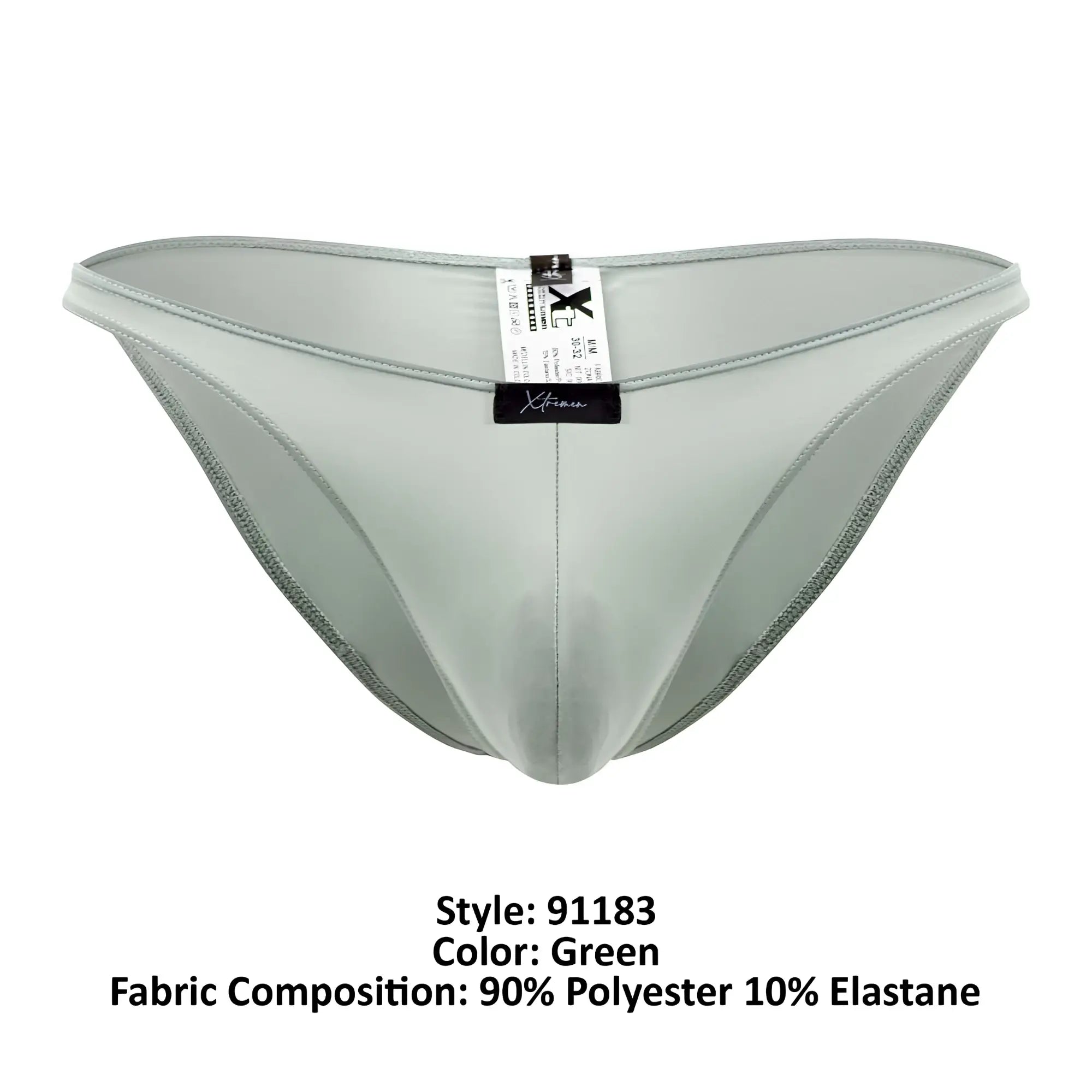 Green xtremen 91183 microfiber bikini briefs made from smooth 90 polyester 10 elastane blend with sleek fit
