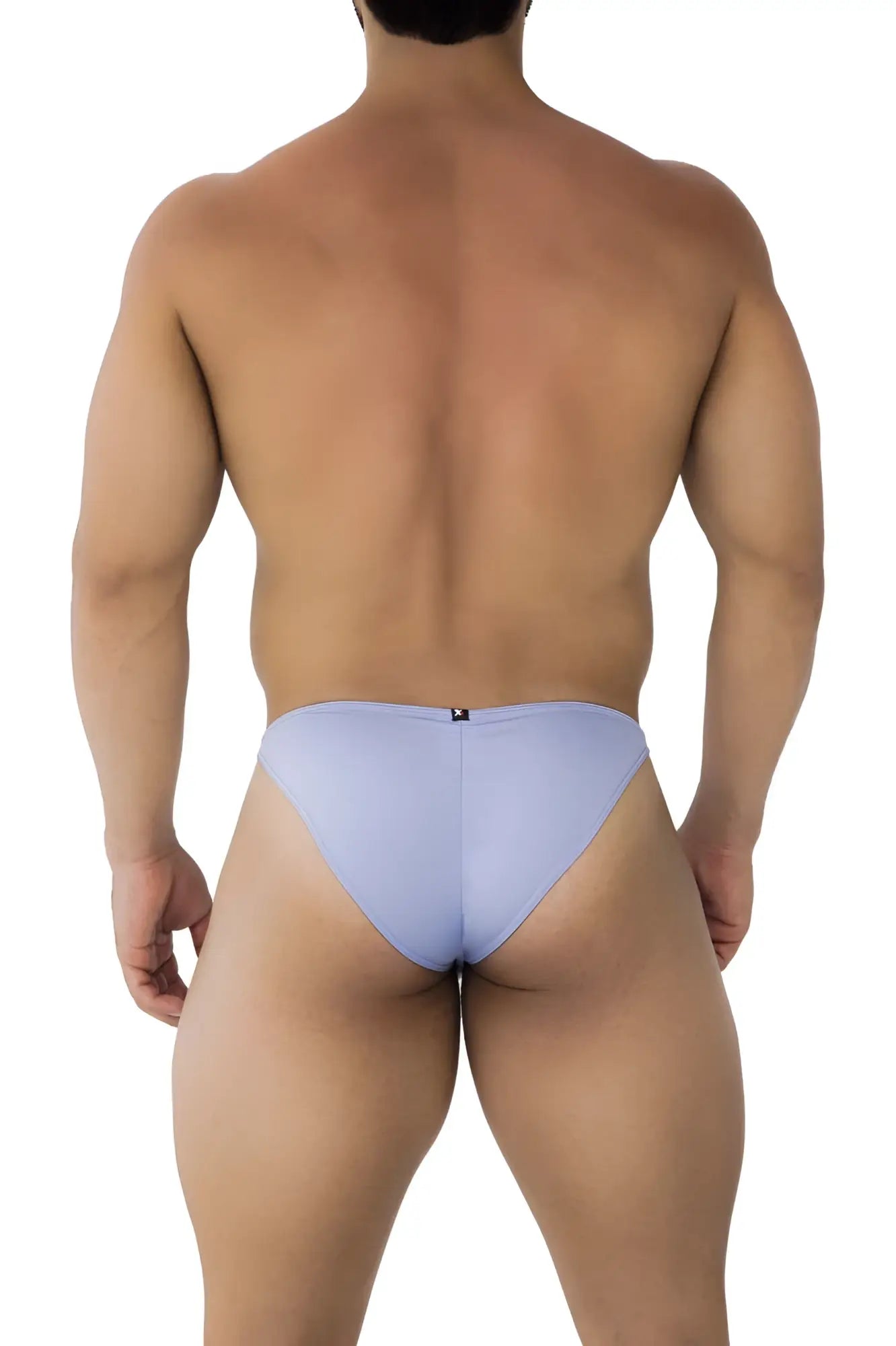 Light blue xtremen 91183 microfiber bikini briefs in lilac color with sleek fabric and small black logo at the back